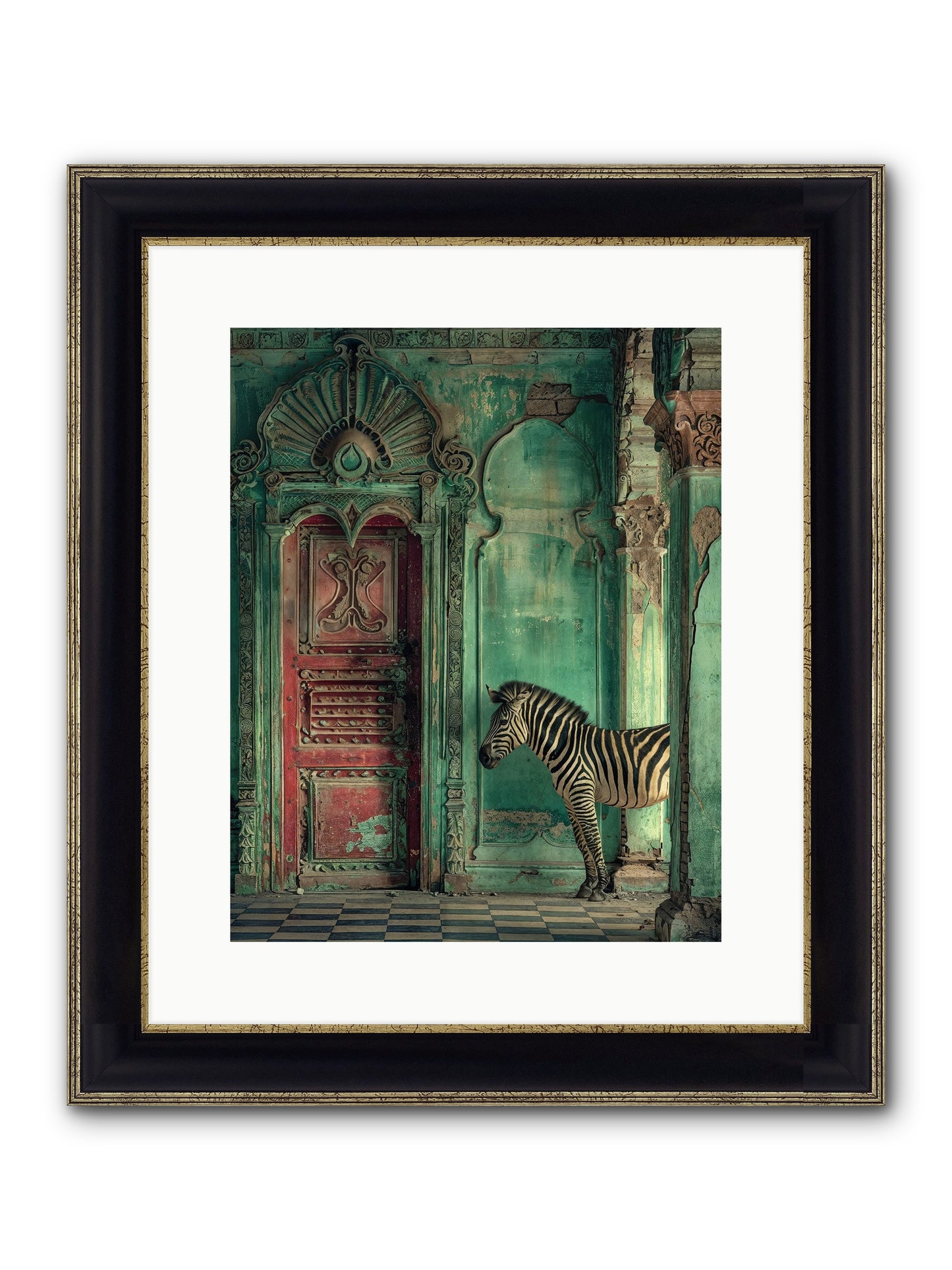 Wanderer At The Palace Gate Framed Print - Black & Gold 12x15