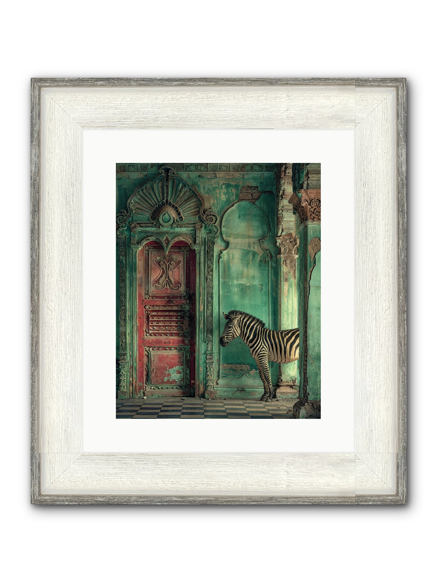 Wanderer At The Palace Gate Framed Print - Driftwood White 12x15