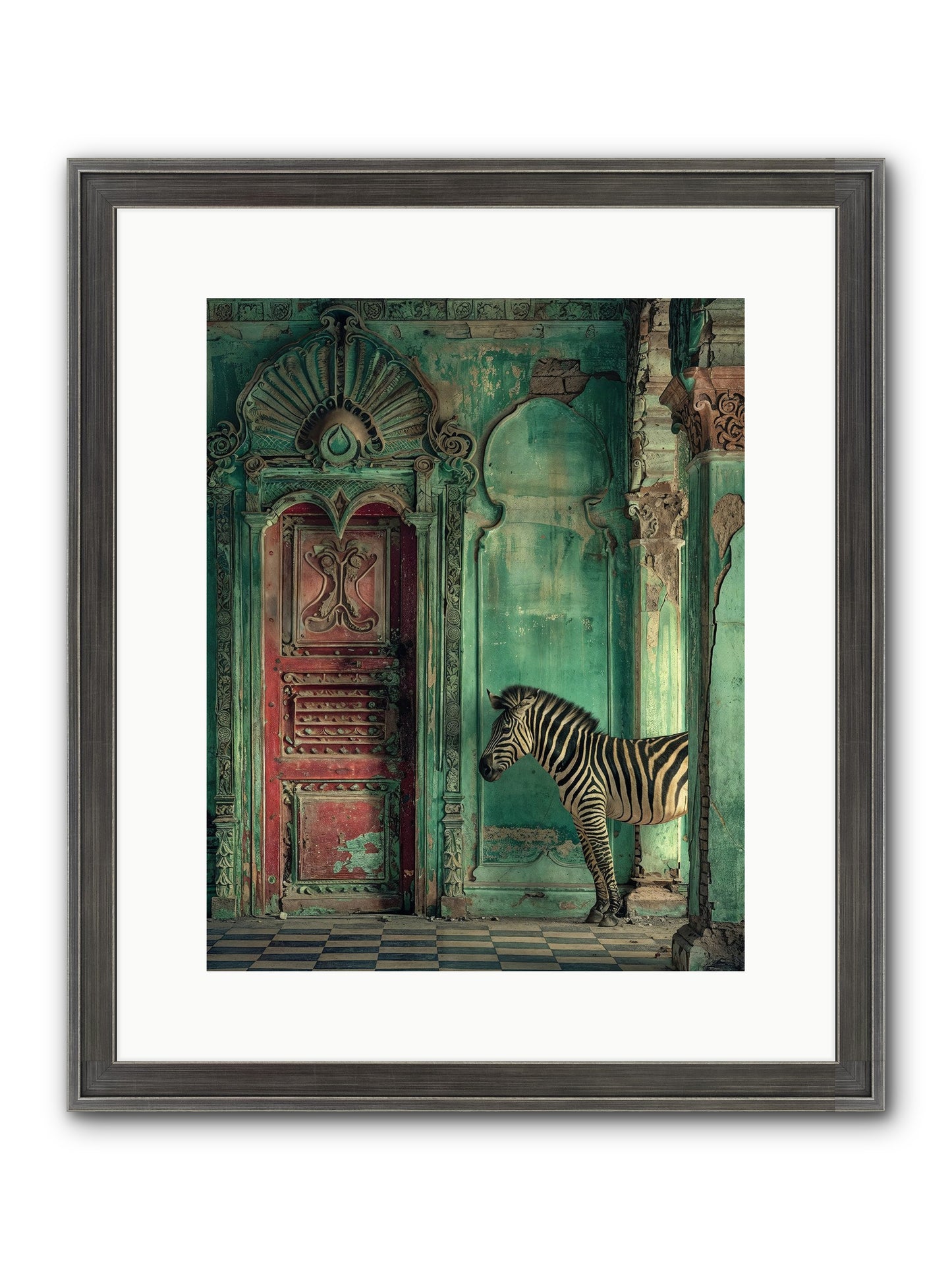 Wanderer At The Palace Gate Framed Print - Slimwoods Black/Silver 12x15