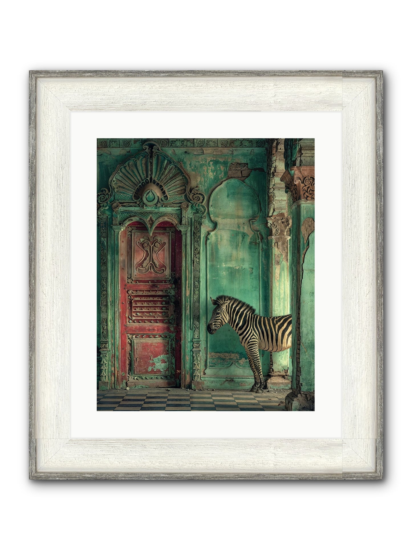 Wanderer At The Palace Gate Framed Print - Driftwood White 16x20