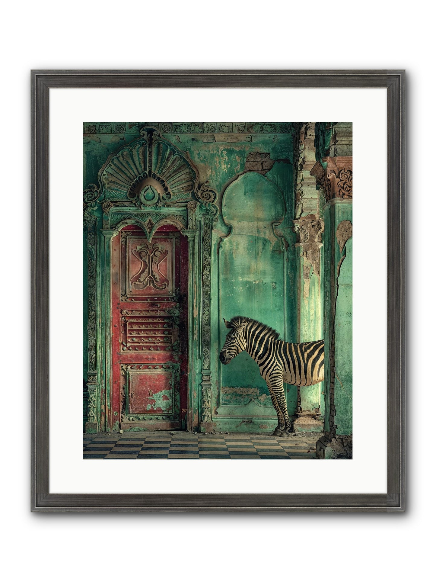 Wanderer At The Palace Gate Framed Print - Slimwoods Black/Silver 16x20