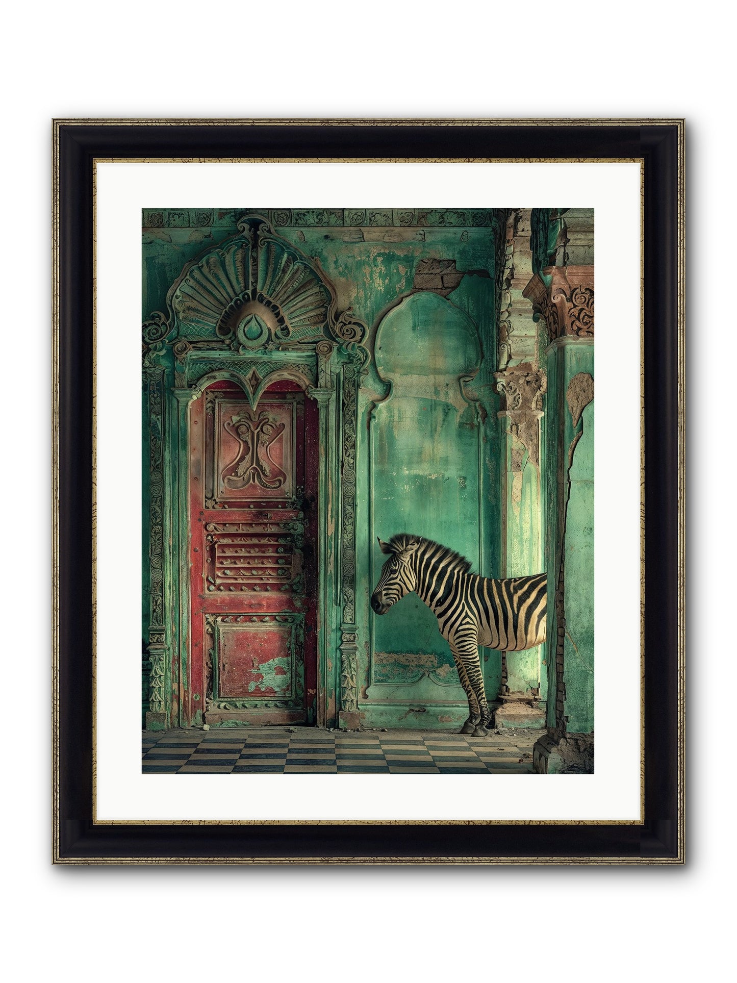 Wanderer At The Palace Gate Framed Print - Black & Gold 20x25