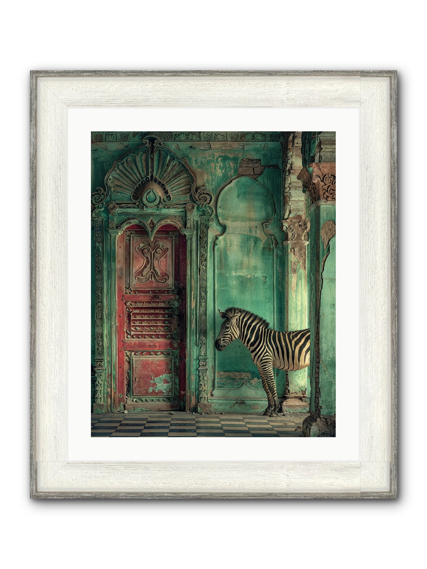Wanderer At The Palace Gate Framed Print - Driftwood White 20x25