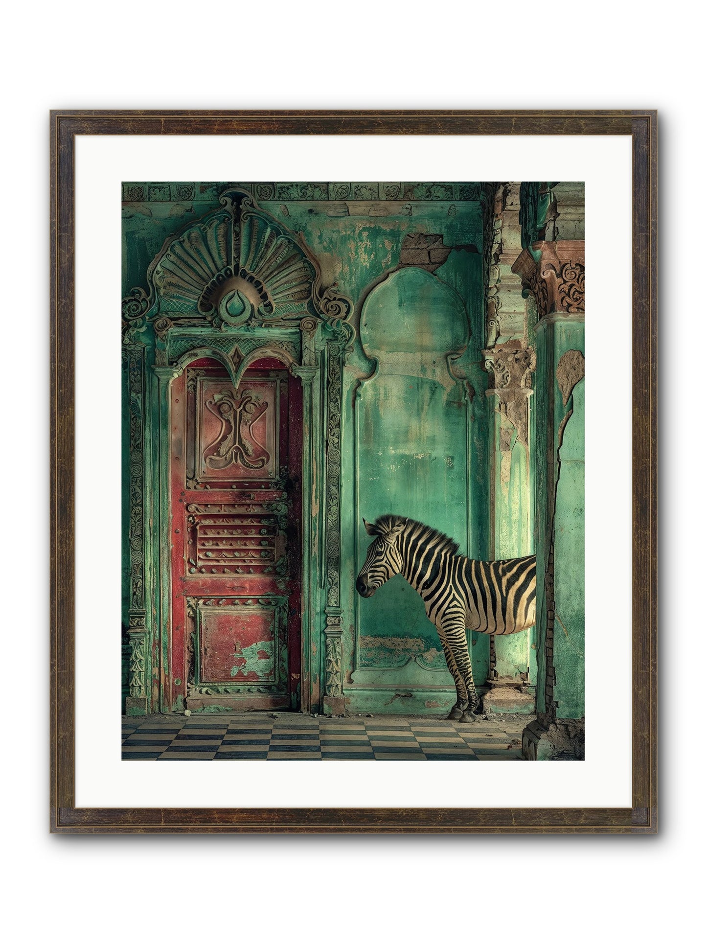 Wanderer At The Palace Gate Framed Print - Slimwoods Black/Gold 20x25