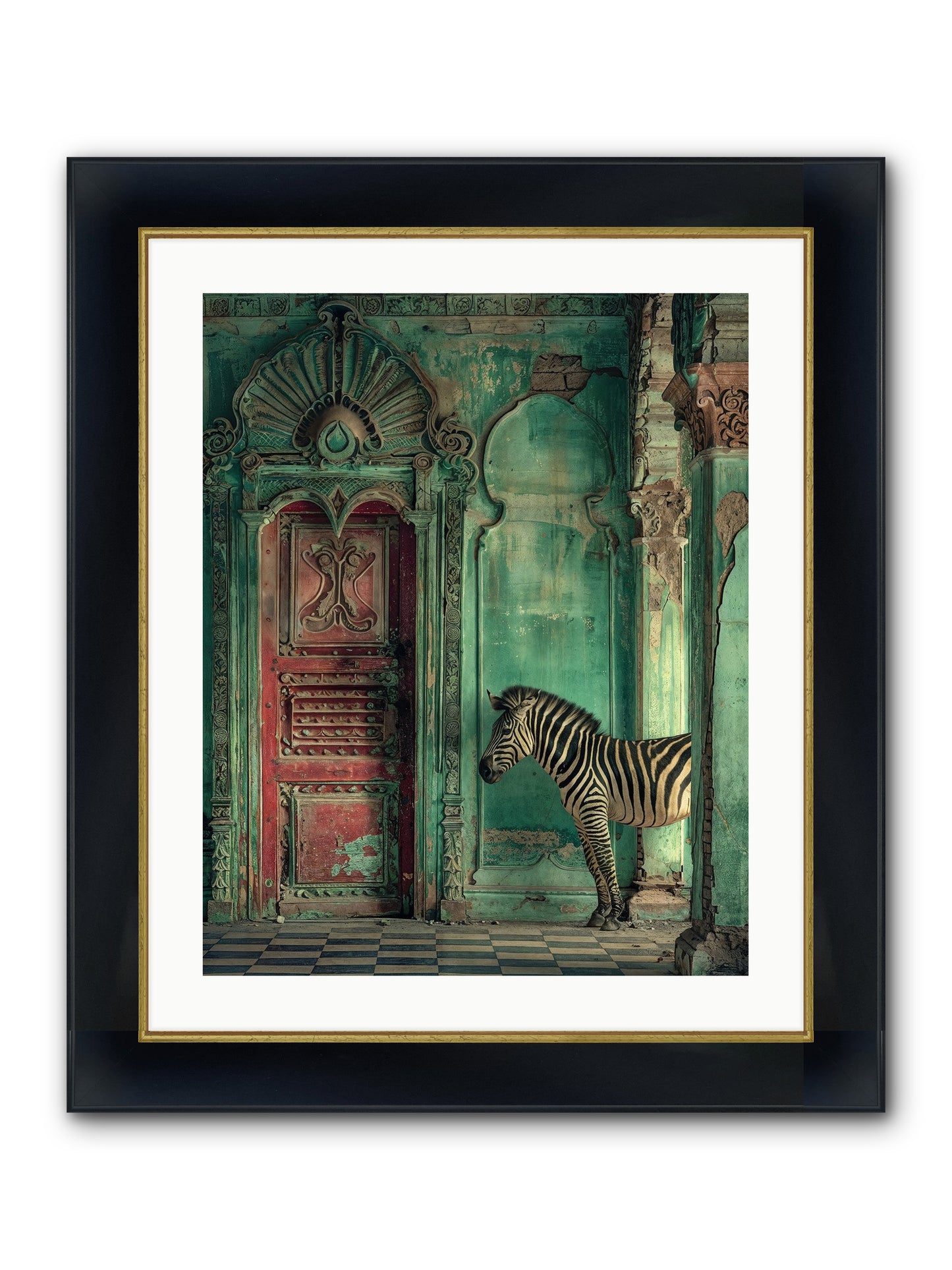 Wanderer At The Palace Gate Framed Print - Wide Black w/Gold 20x25