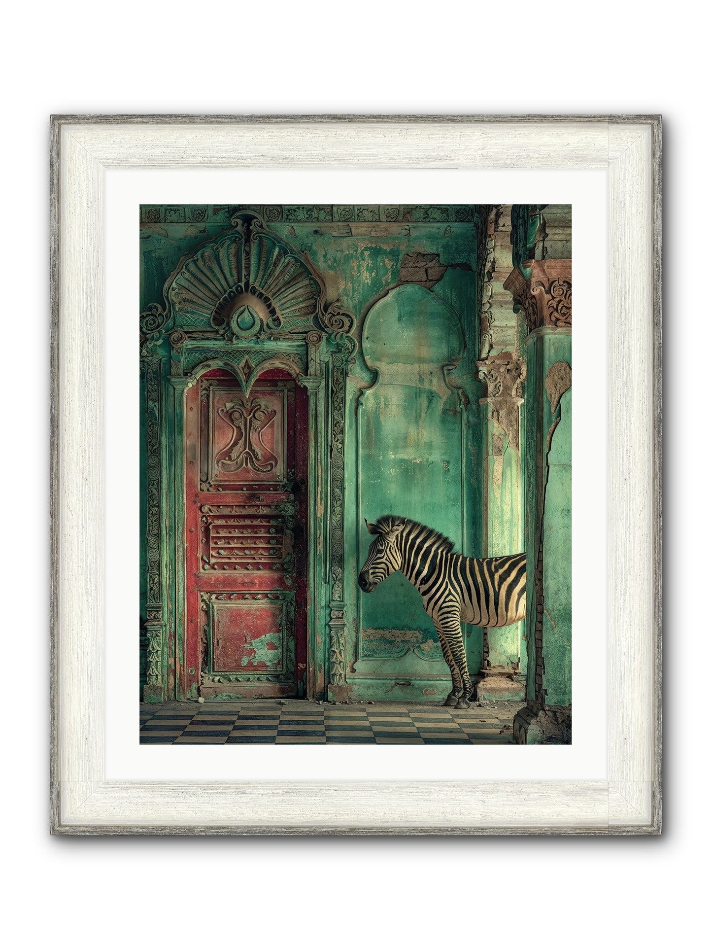 Wanderer At The Palace Gate Framed Print - Driftwood White 24x30