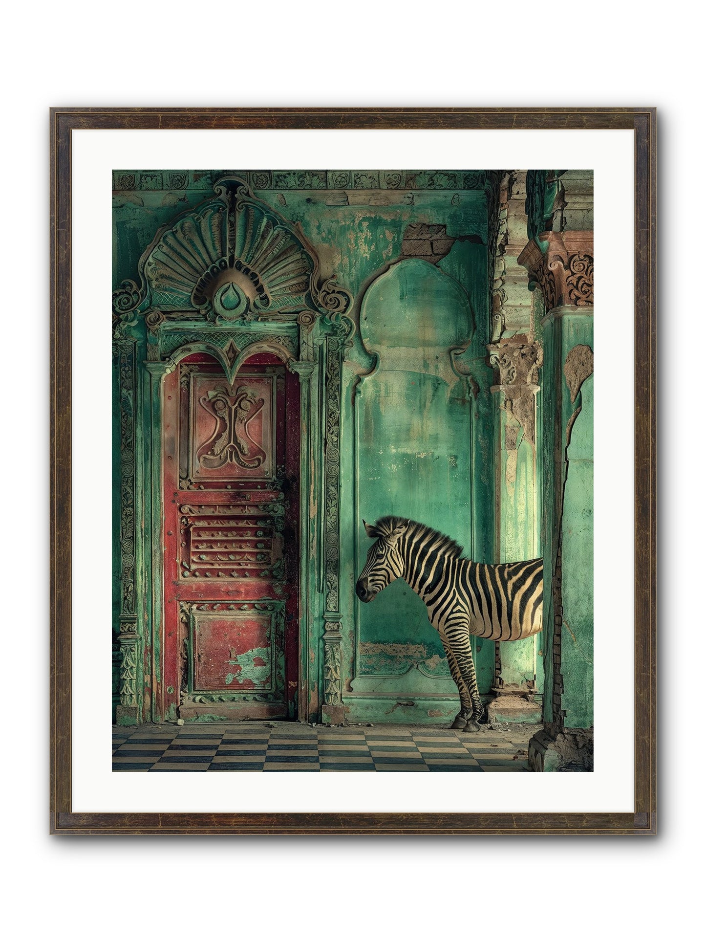 Wanderer At The Palace Gate Framed Print - Slimwoods Black/Gold 24x30
