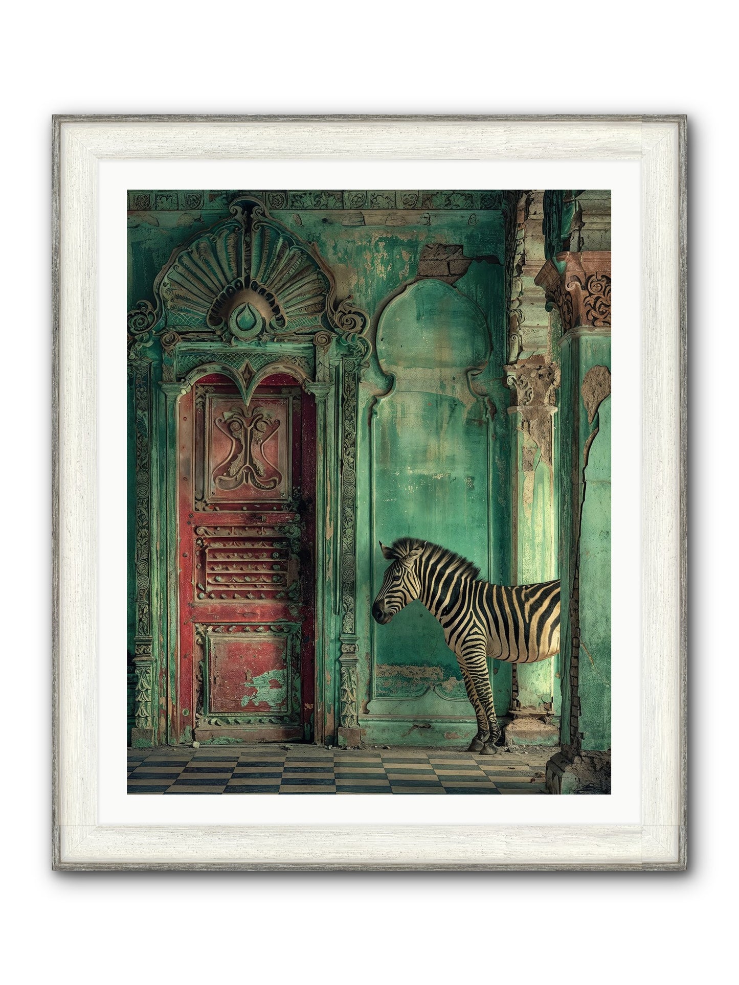 Wanderer At The Palace Gate Framed Print - Driftwood White 32x40