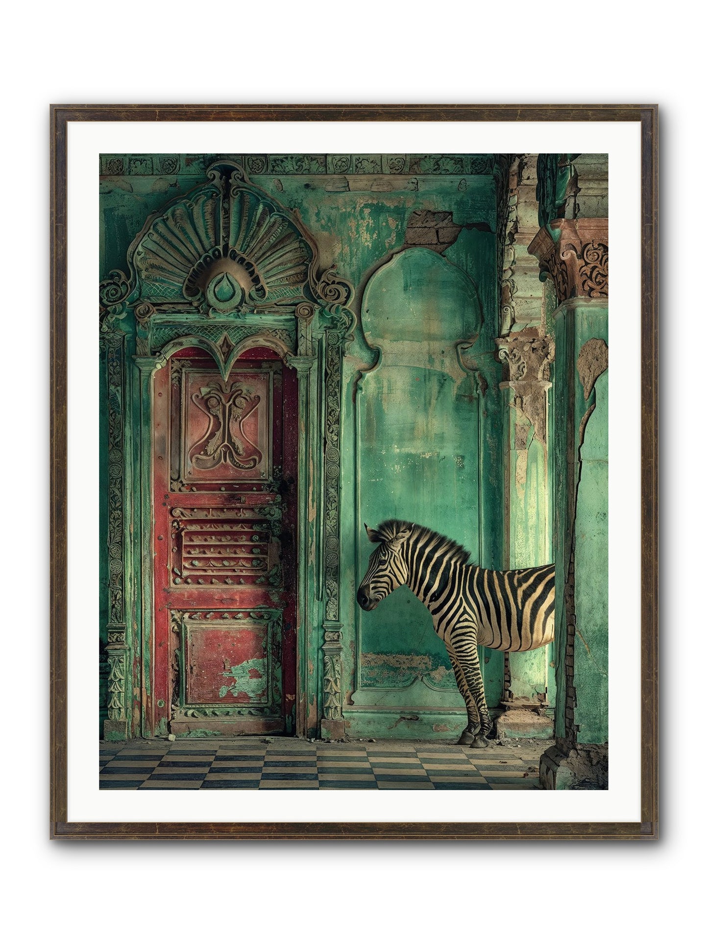 Wanderer At The Palace Gate Framed Print - Slimwoods Black/Gold 32x40