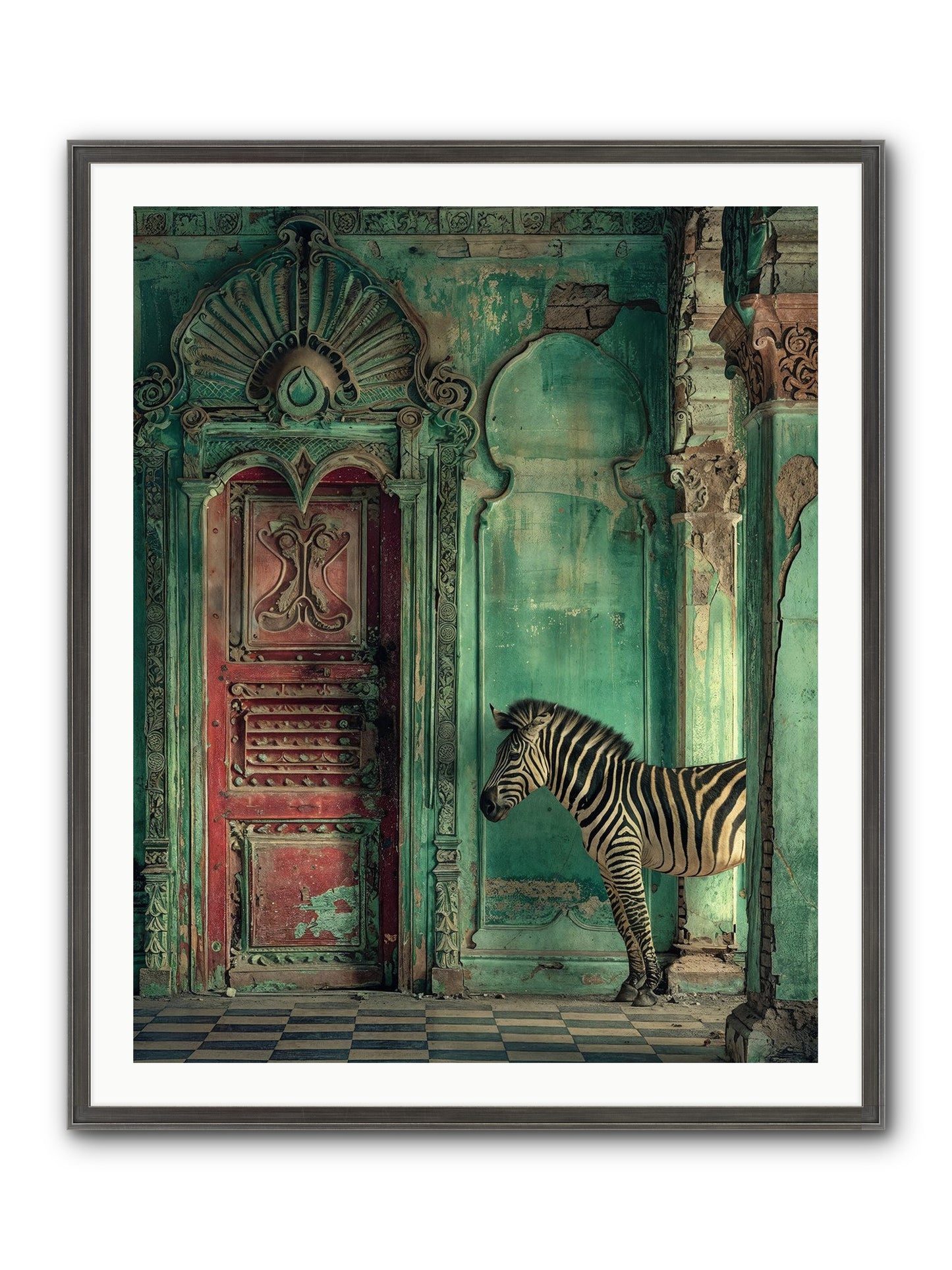 Wanderer At The Palace Gate Framed Print - Slimwoods Black/Silver 32x40