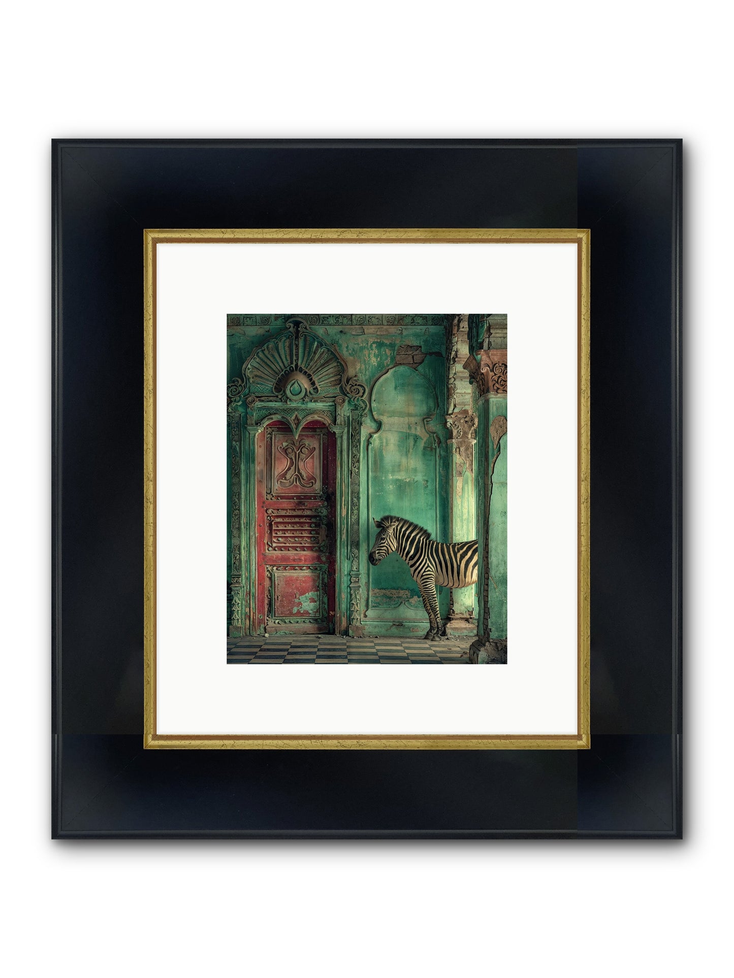 Wanderer At The Palace Gate Framed Print - Wide Black w/Gold 8x10