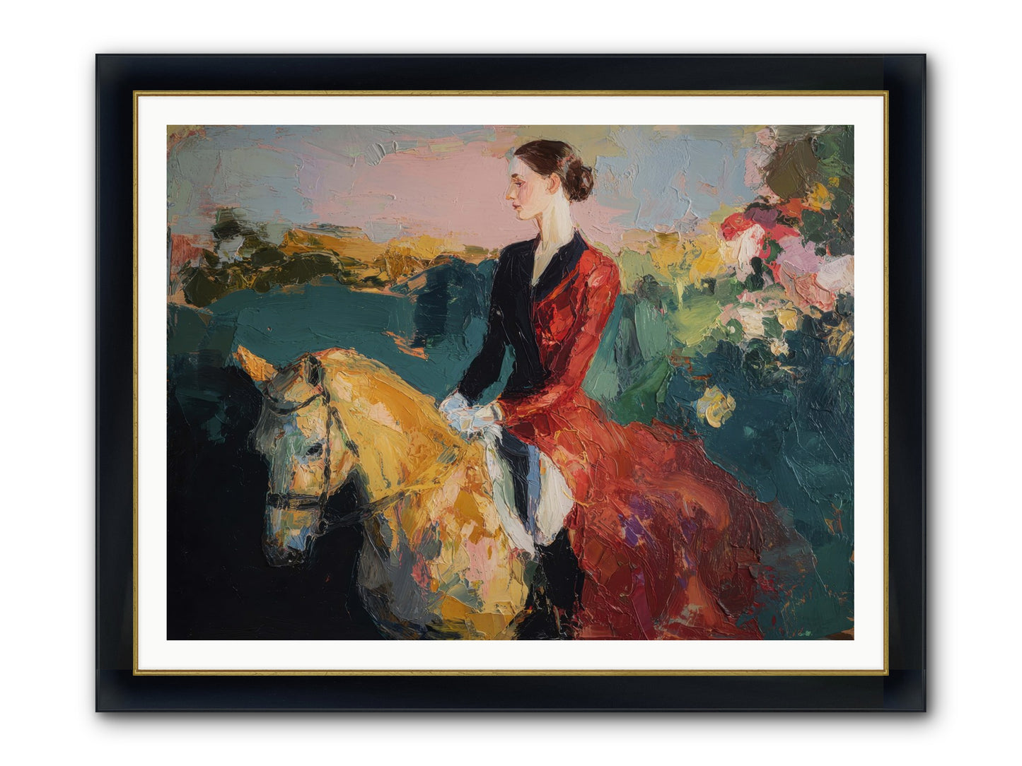 Wandering The Hedgerows Framed Print - Wide Black w/Gold 48x36