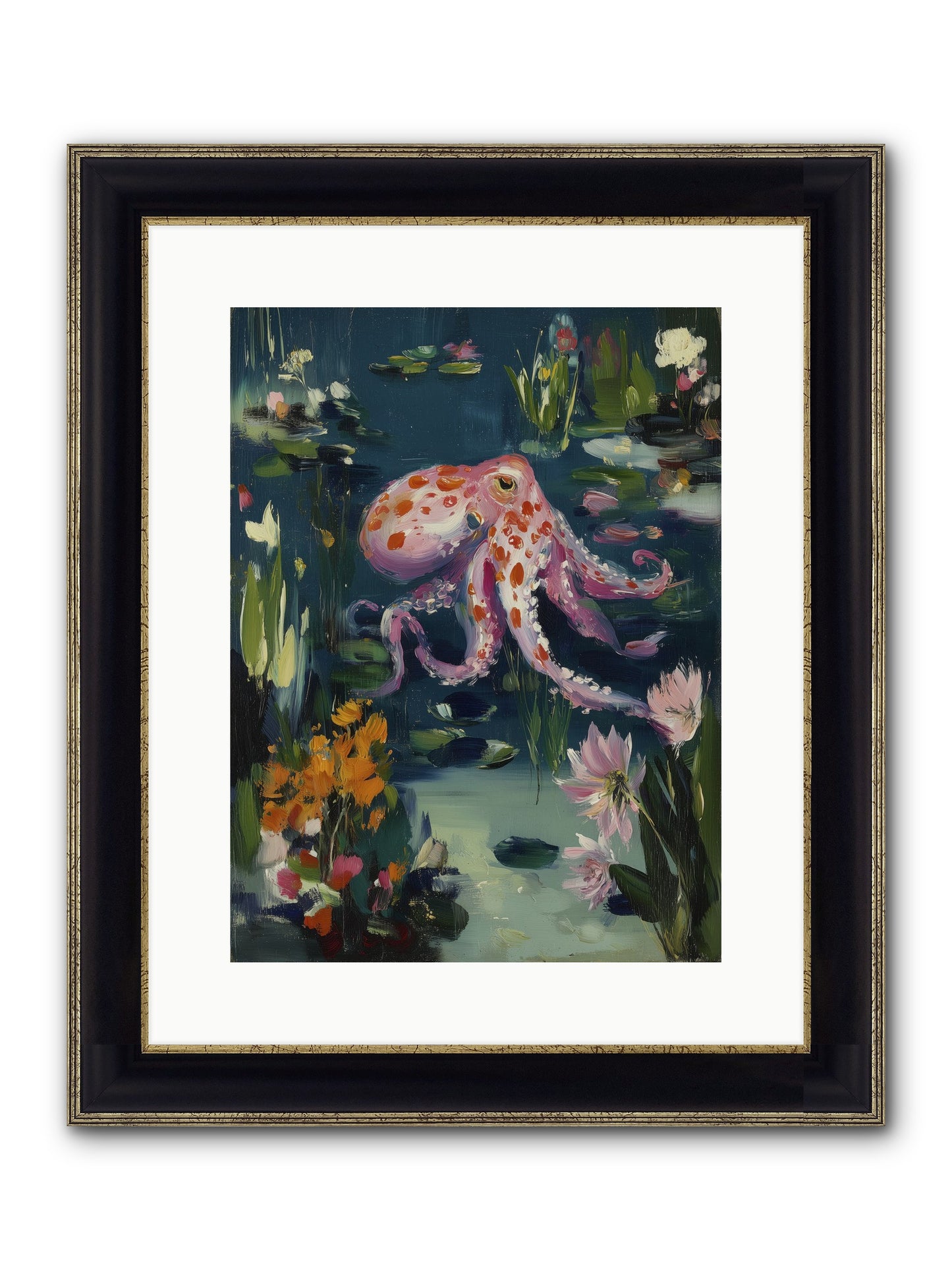 Water Castles Framed Print - Black & Gold 12x16