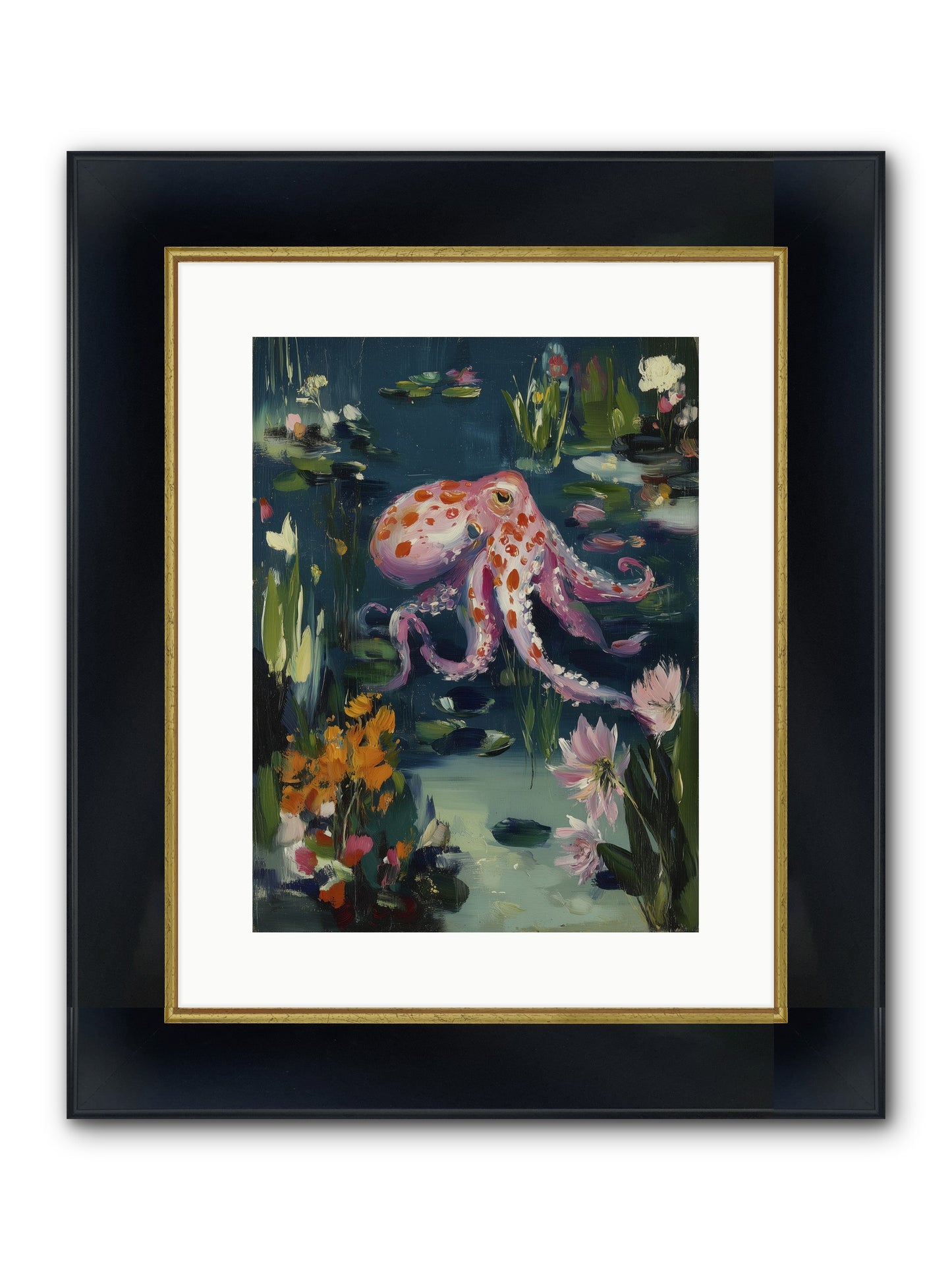 Water Castles Framed Print - Wide Black w/Gold 12x16