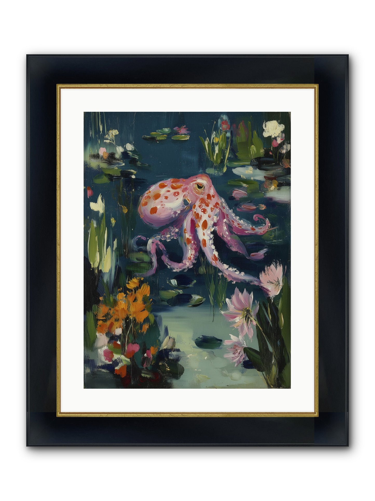 Water Castles Framed Print - Wide Black w/Gold 18x24