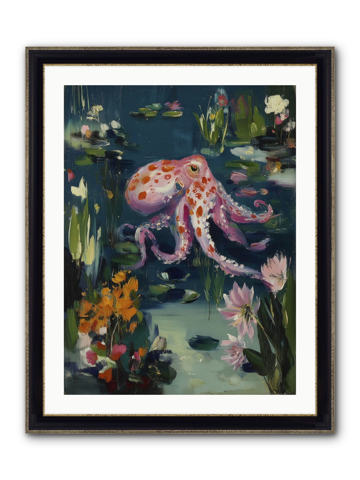 Water Castles Framed Print - Black & Gold 24x32