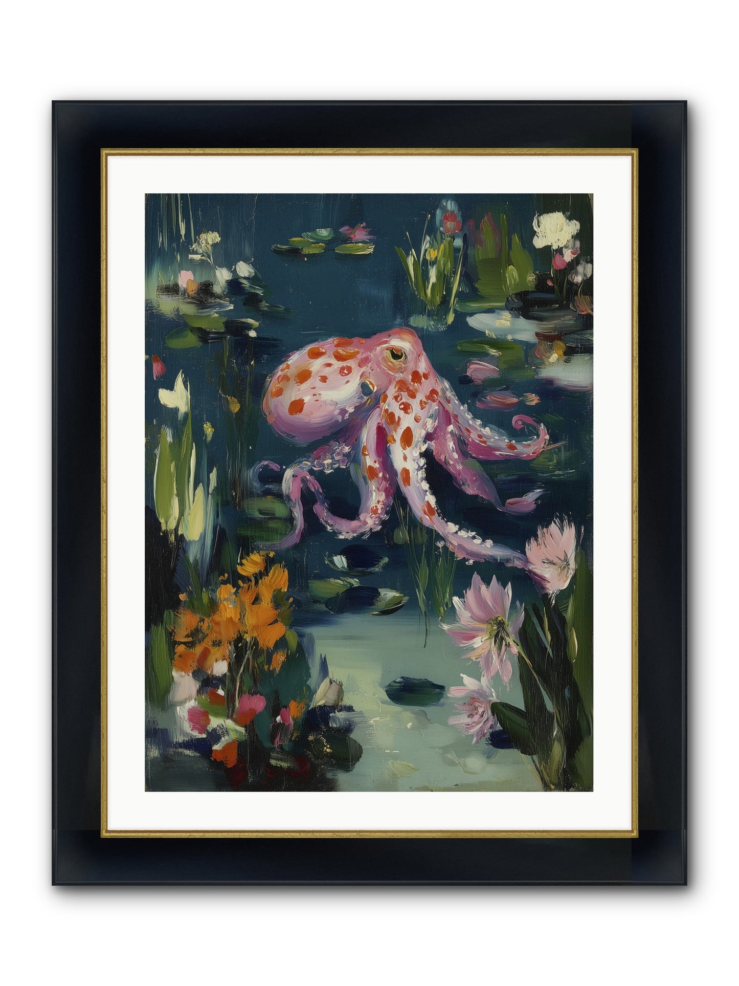 Water Castles Framed Print - Wide Black w/Gold 24x32