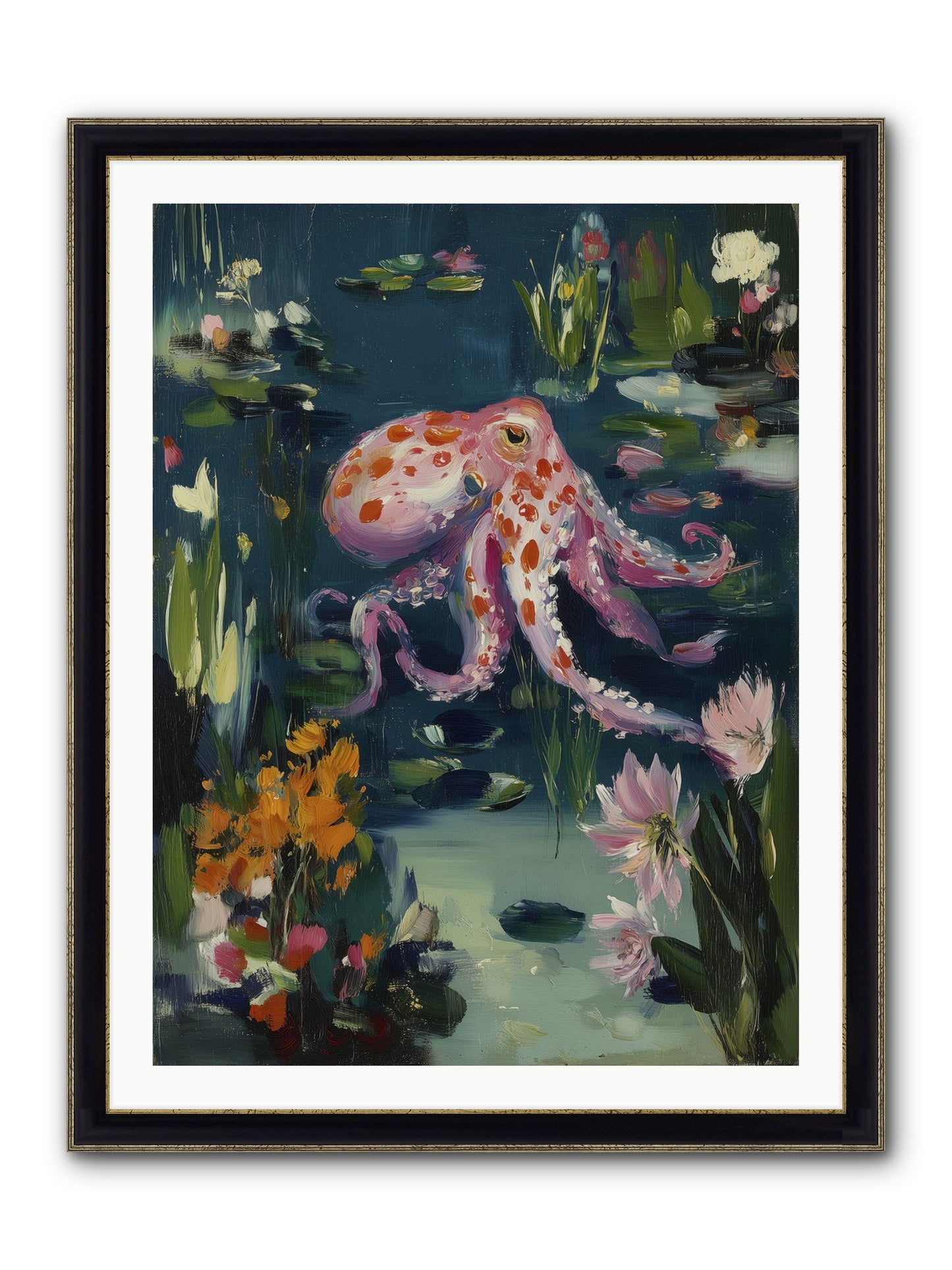 Water Castles Framed Print - Black & Gold 30x40