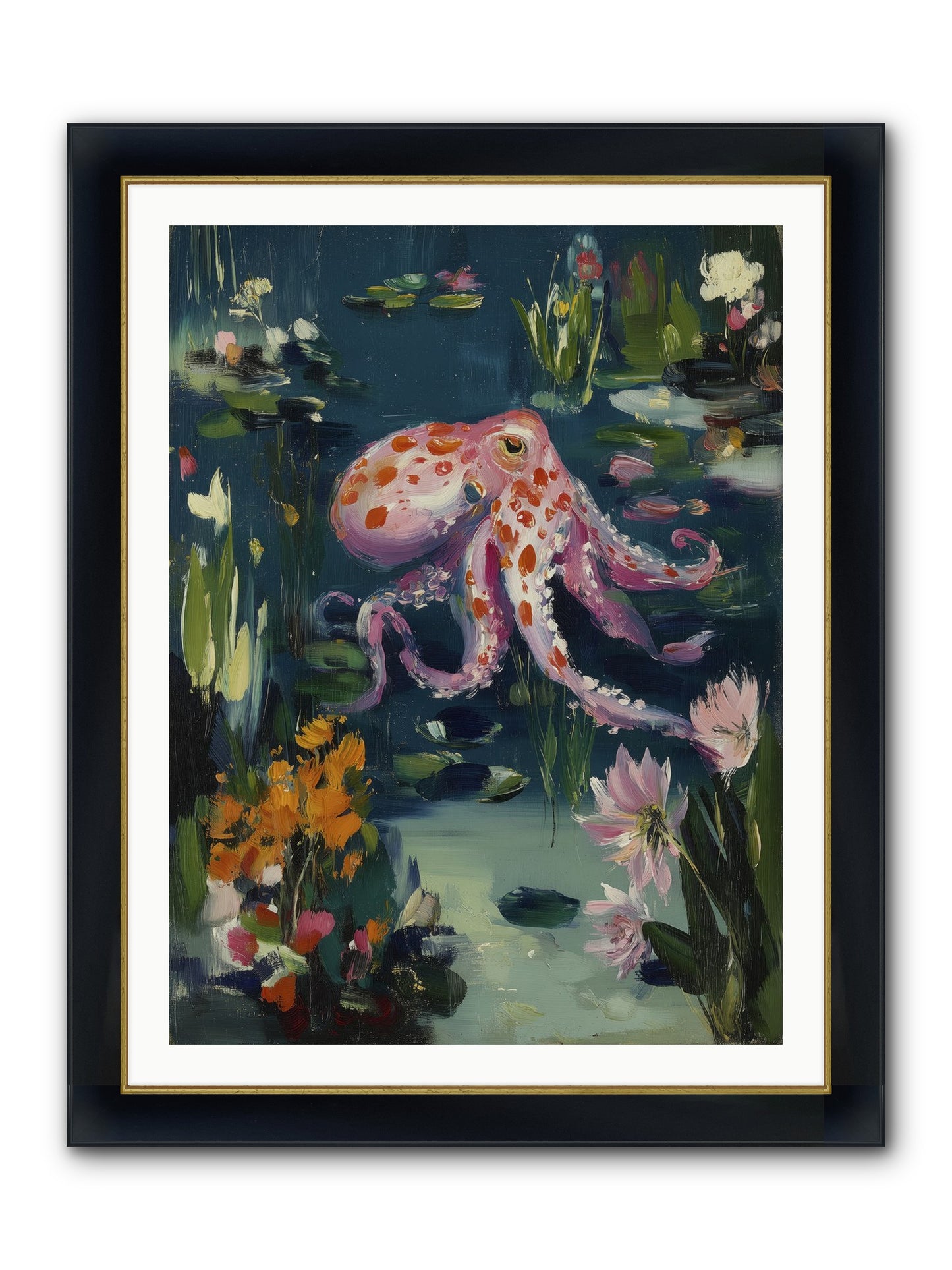 Water Castles Framed Print - Wide Black w/Gold 30x40