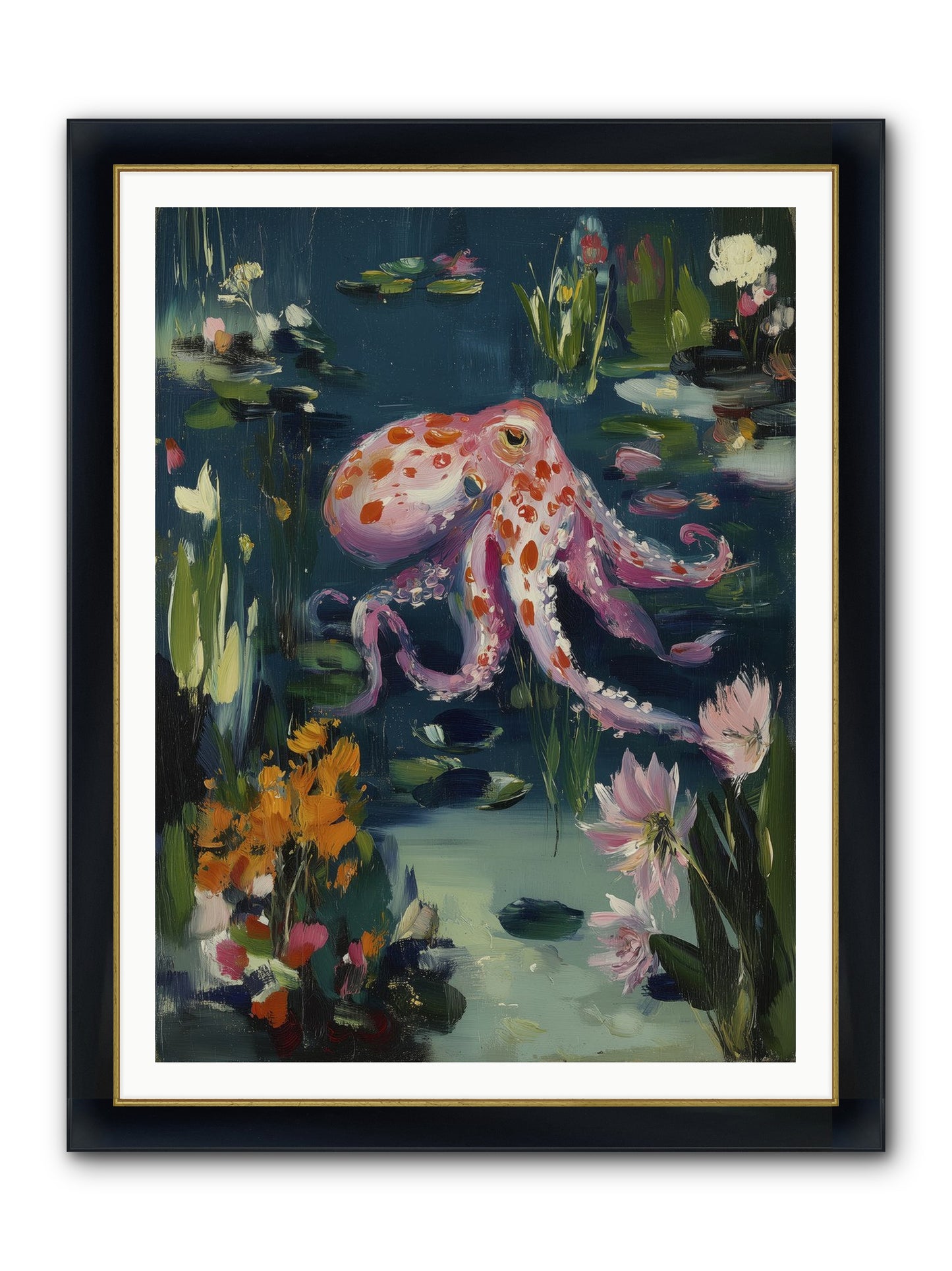 Water Castles Framed Print - Wide Black w/Gold 36x48