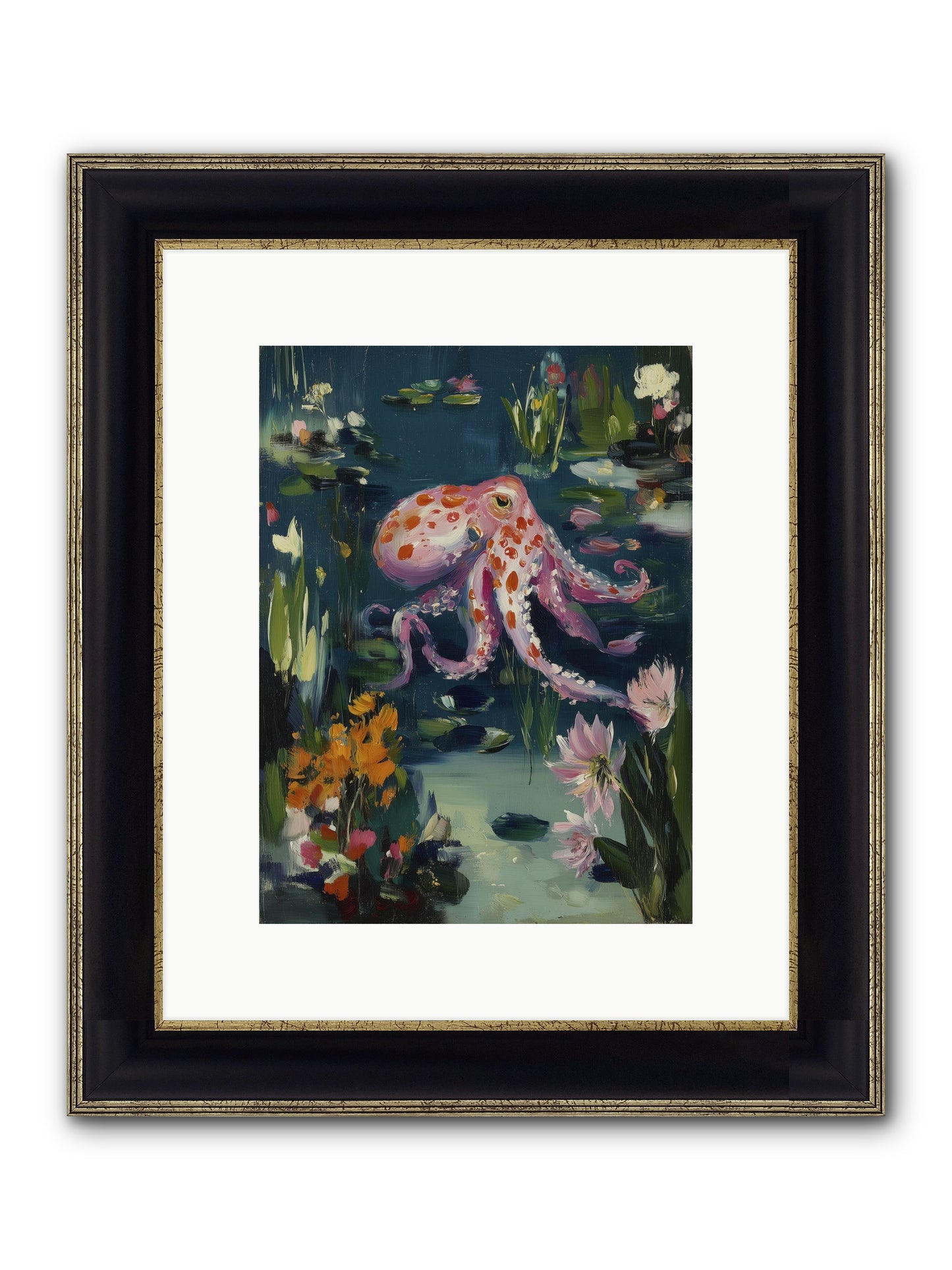 Water Castles Framed Print - Black & Gold 9x12