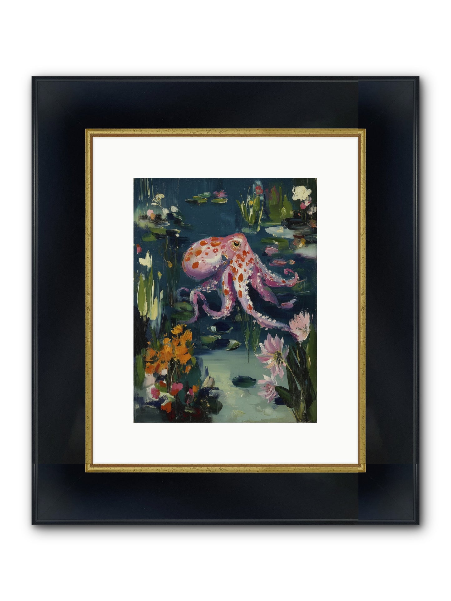 Water Castles Framed Print - Wide Black w/Gold 9x12