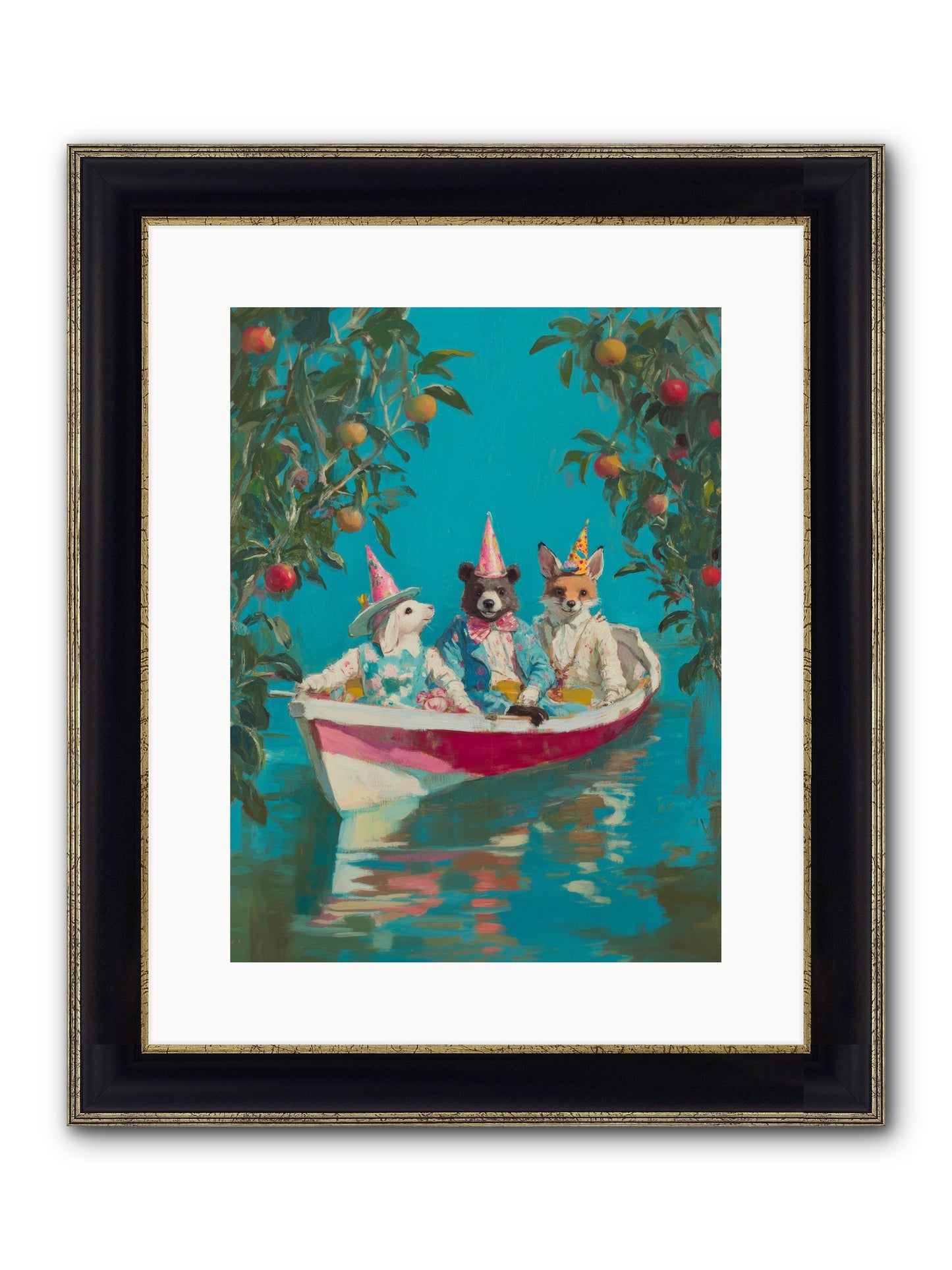 Water Held Laughter Framed Print - Black & Gold 12x16