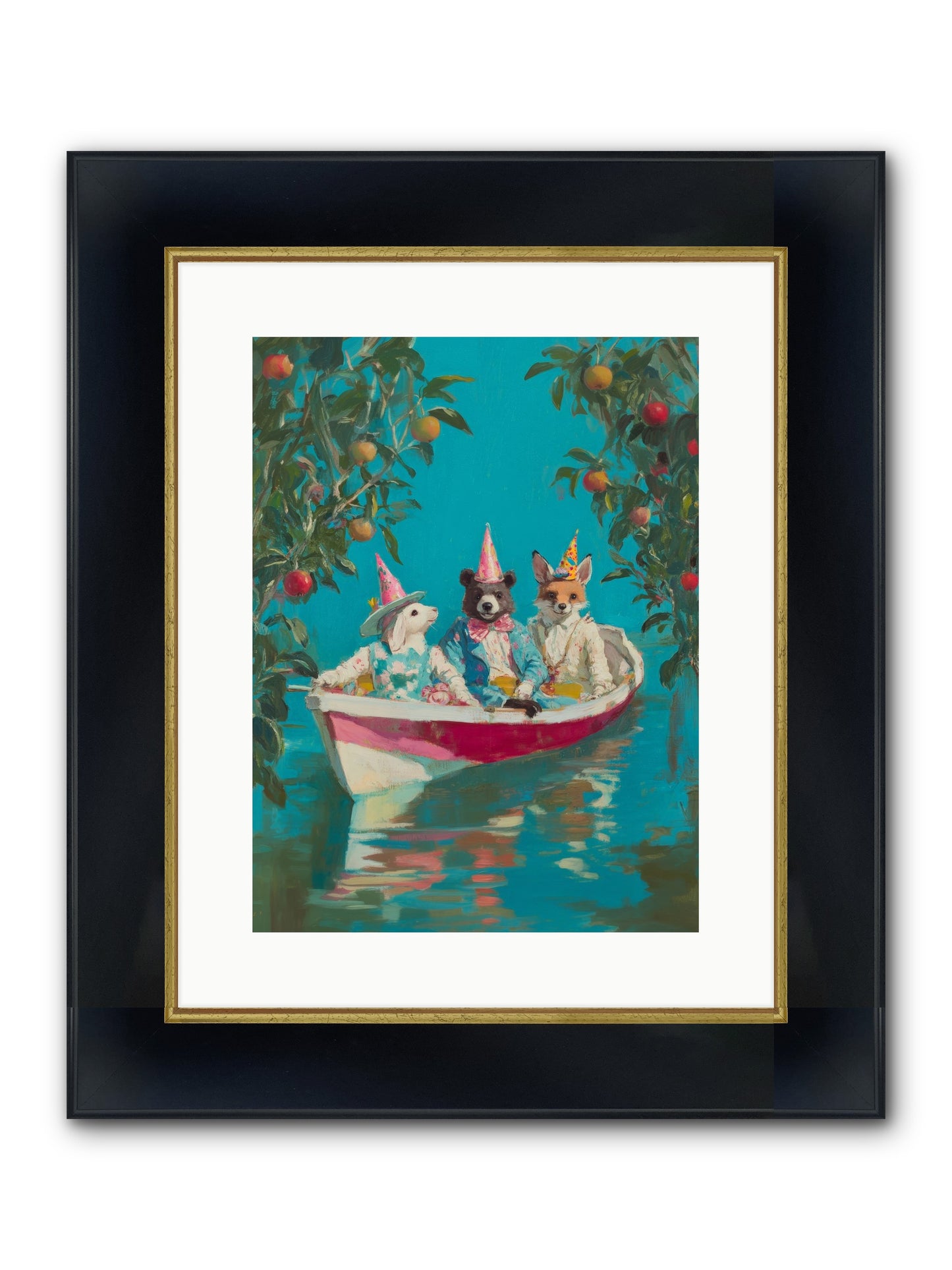 Water Held Laughter Framed Print - Wide Black w/Gold 12x16