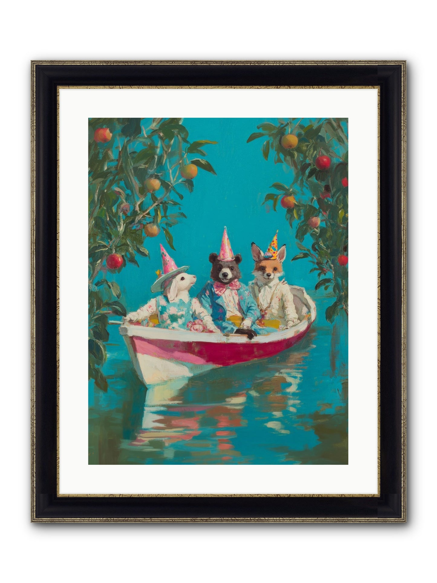 Water Held Laughter Framed Print - Black & Gold 18x24