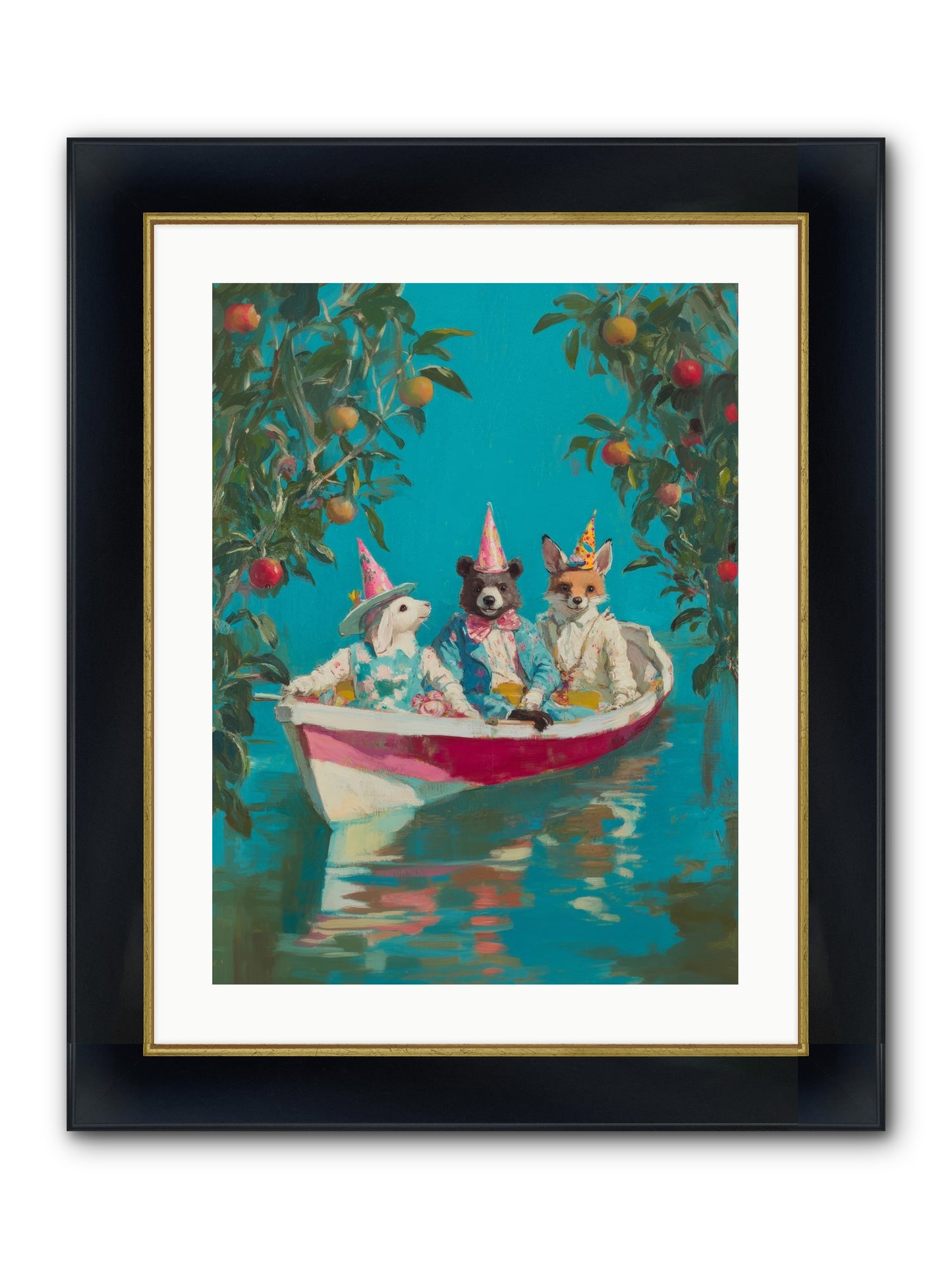 Water Held Laughter Framed Print - Wide Black w/Gold 18x24