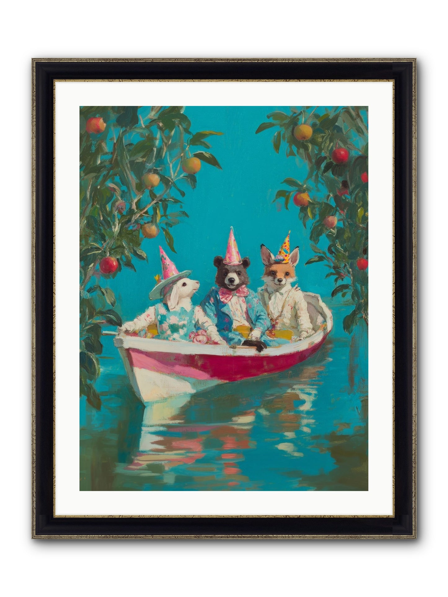 Water Held Laughter Framed Print - Black & Gold 24x32