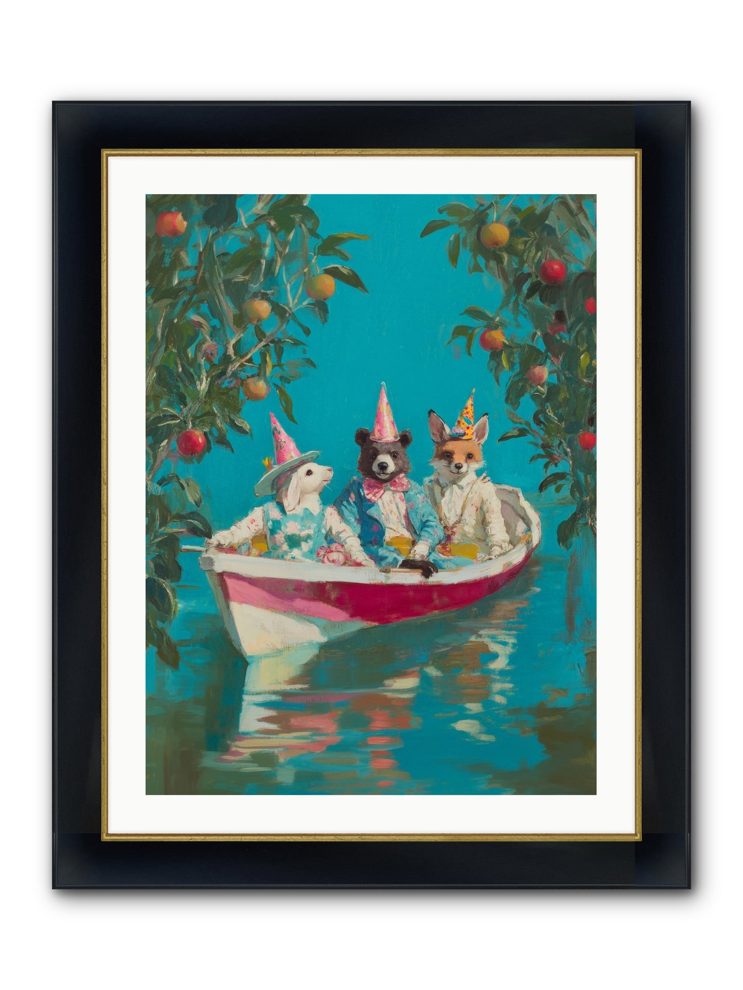 Water Held Laughter Framed Print - Wide Black w/Gold 24x32