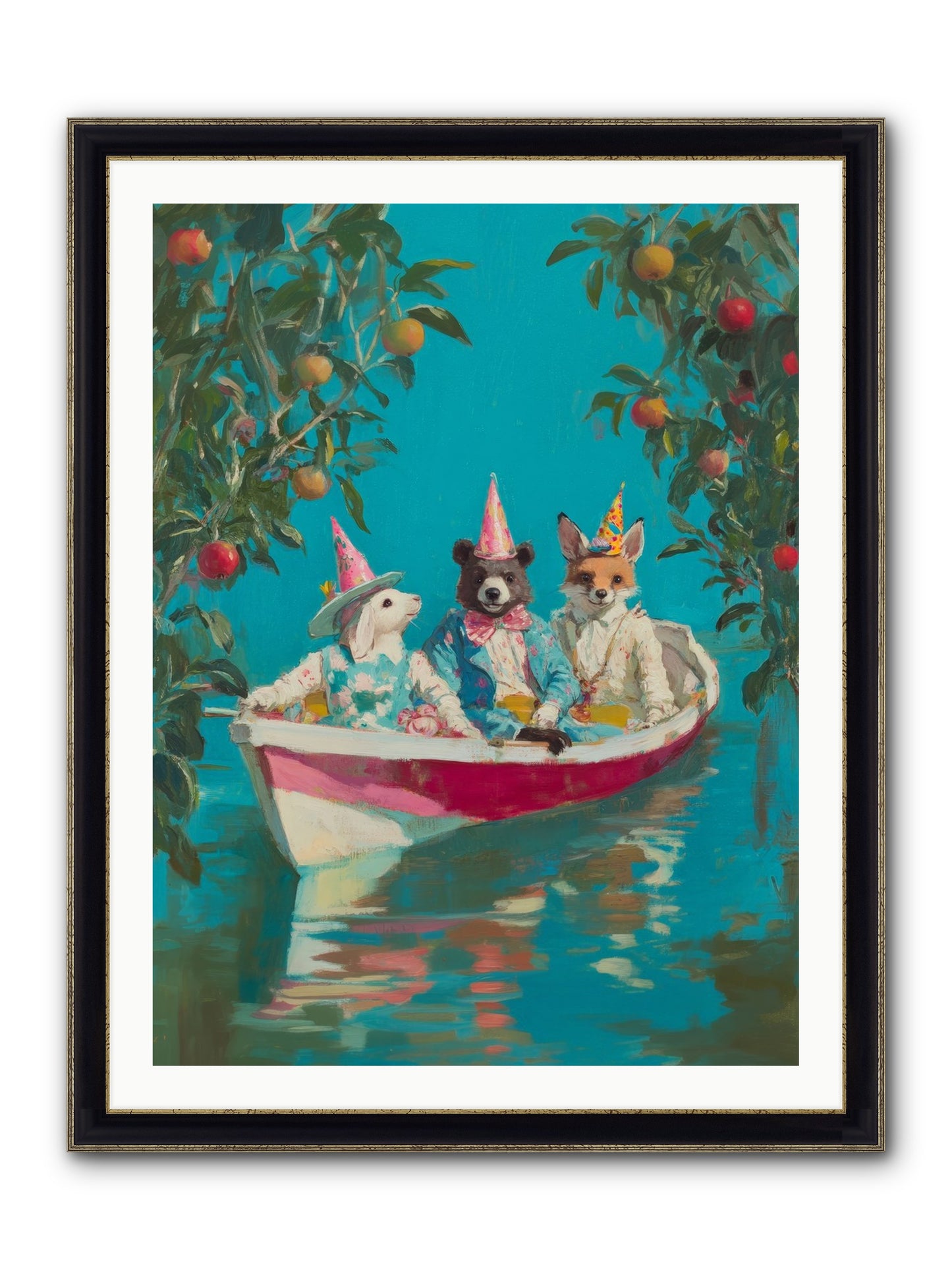Water Held Laughter Framed Print - Black & Gold 30x40