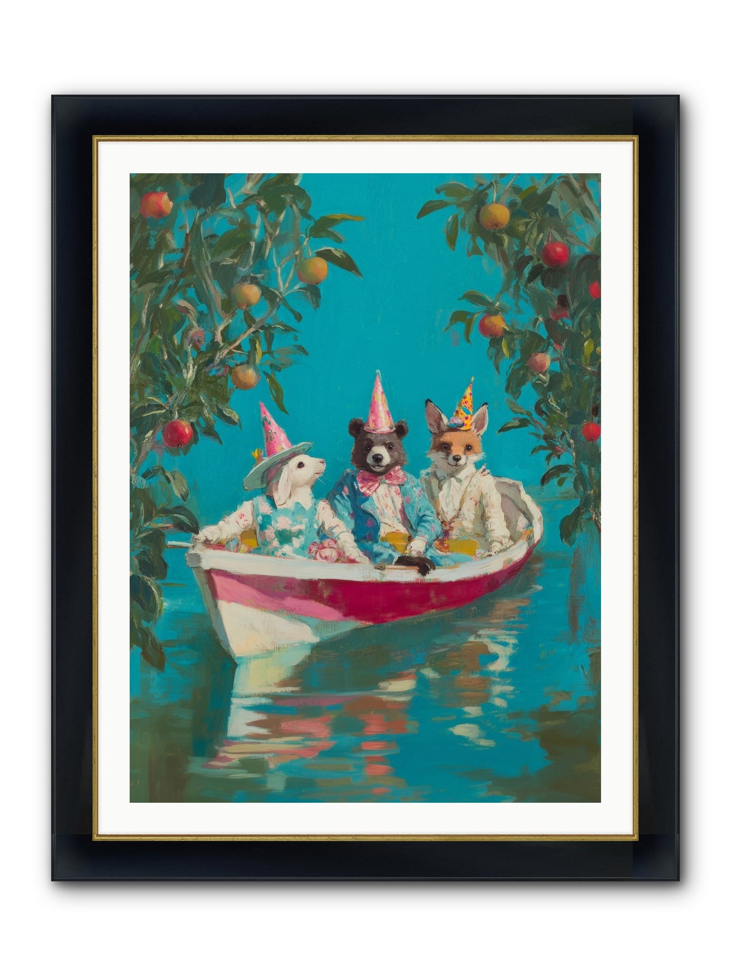 Water Held Laughter Framed Print - Wide Black w/Gold 30x40