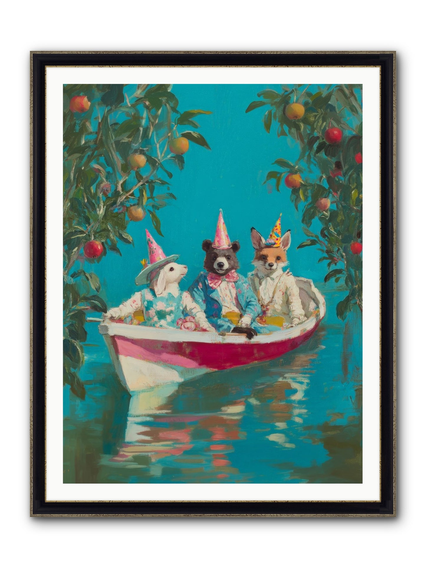 Water Held Laughter Framed Print - Black & Gold 36x48
