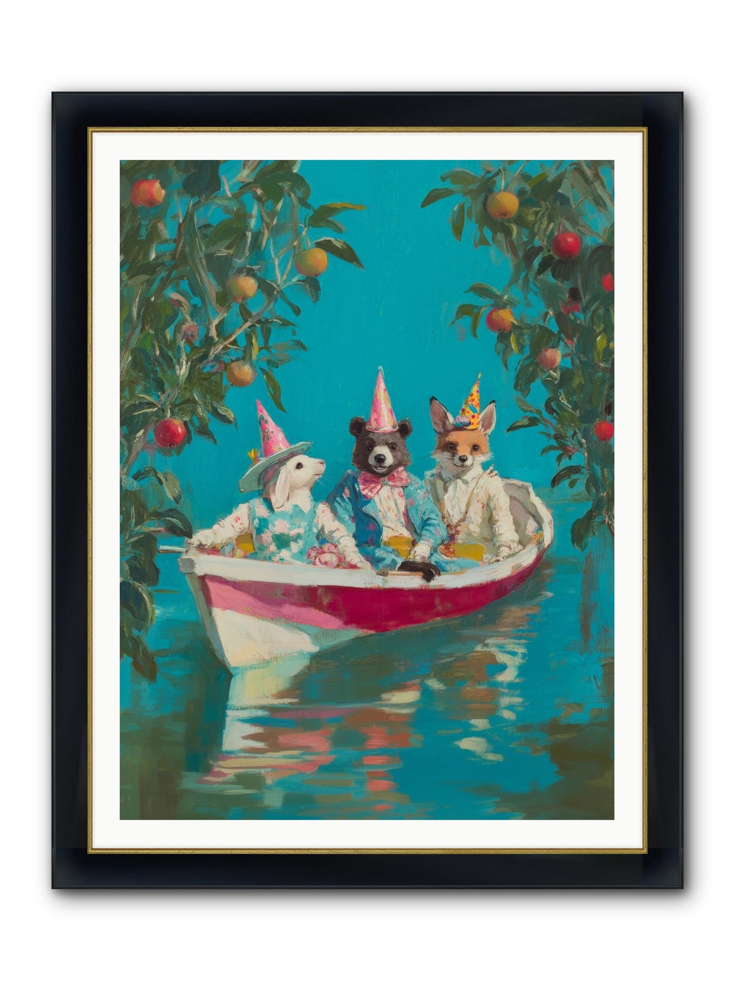 Water Held Laughter Framed Print - Wide Black w/Gold 36x48