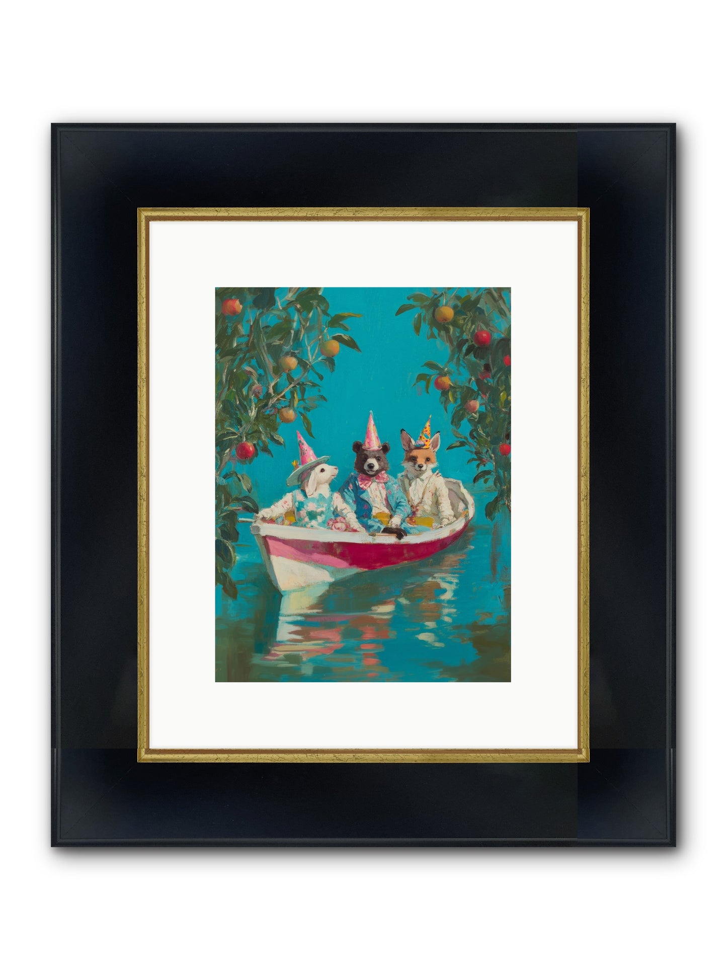 Water Held Laughter Framed Print - Wide Black w/Gold 9x12