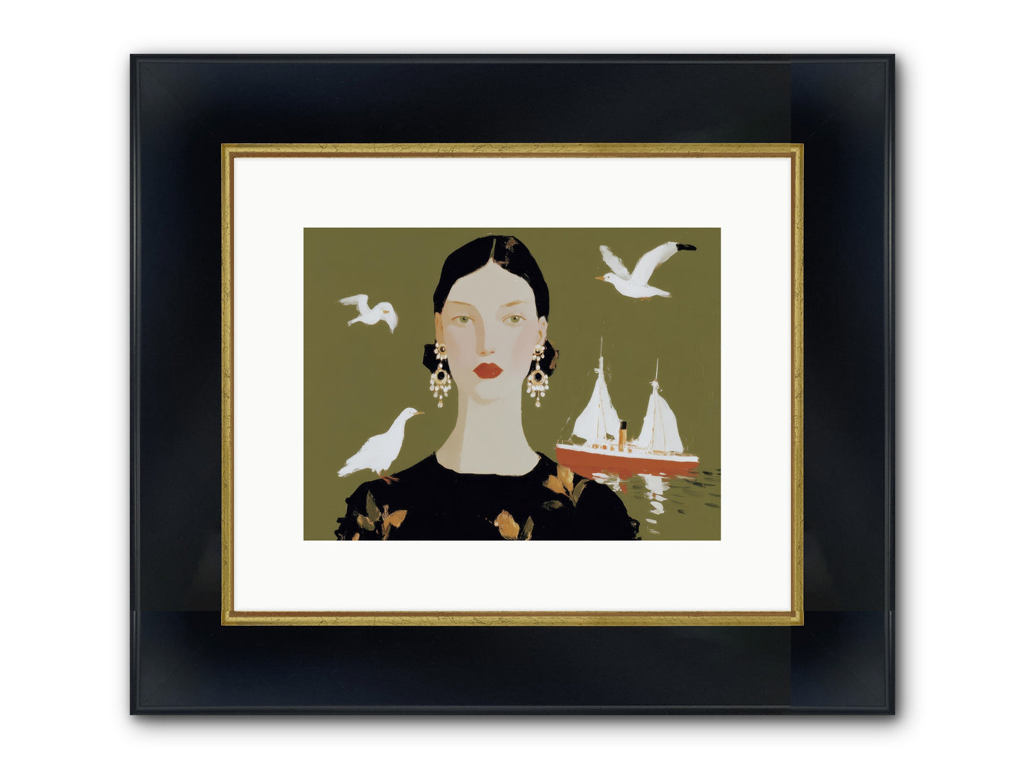 Water Meets The Threshold Framed Print - Wide Black w/Gold 12x9