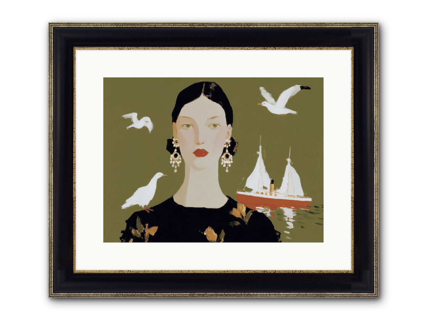 Water Meets The Threshold Framed Print - Black & Gold 16x12