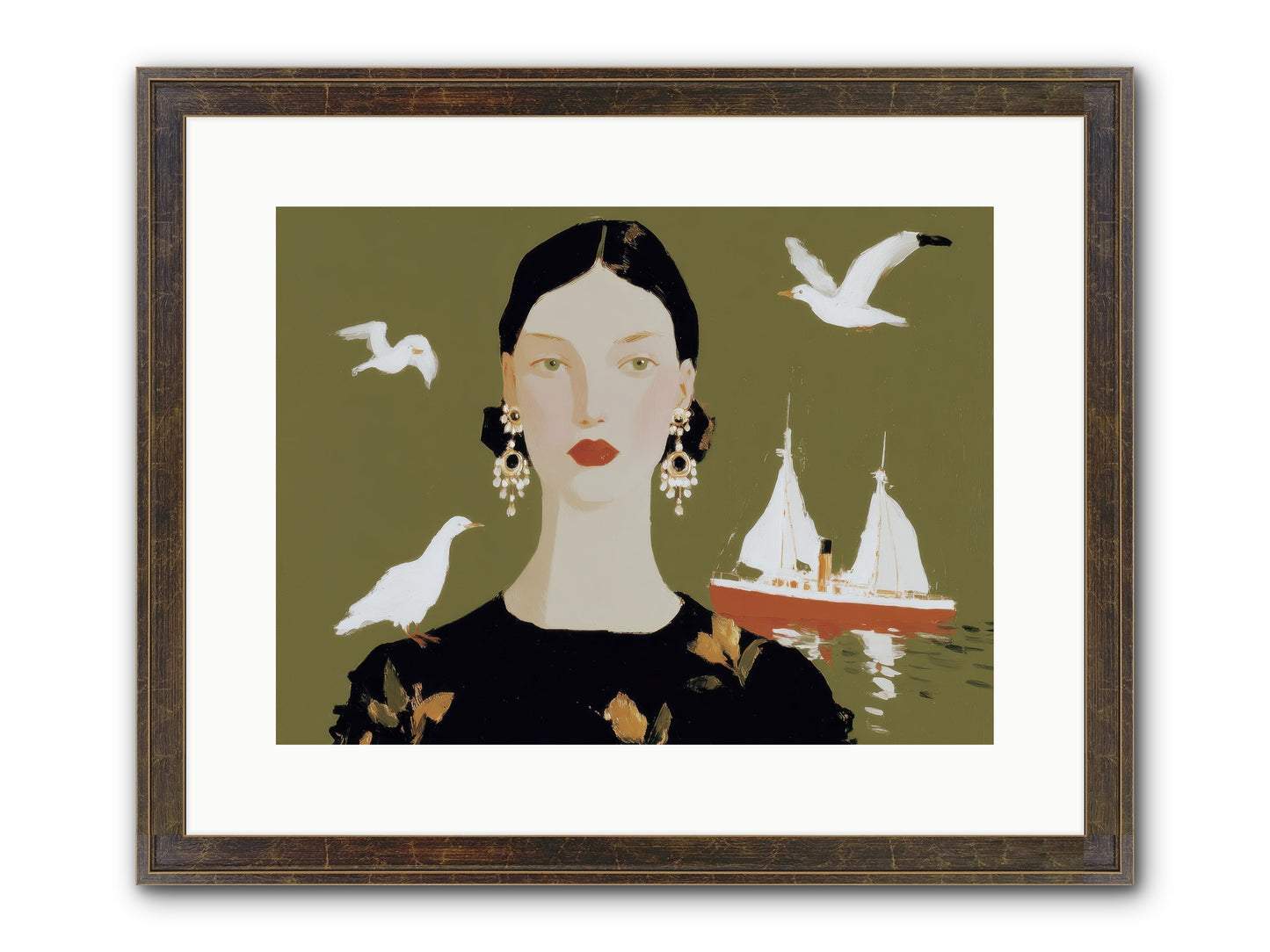 Water Meets The Threshold Framed Print - Slimwoods Black/Gold 16x12