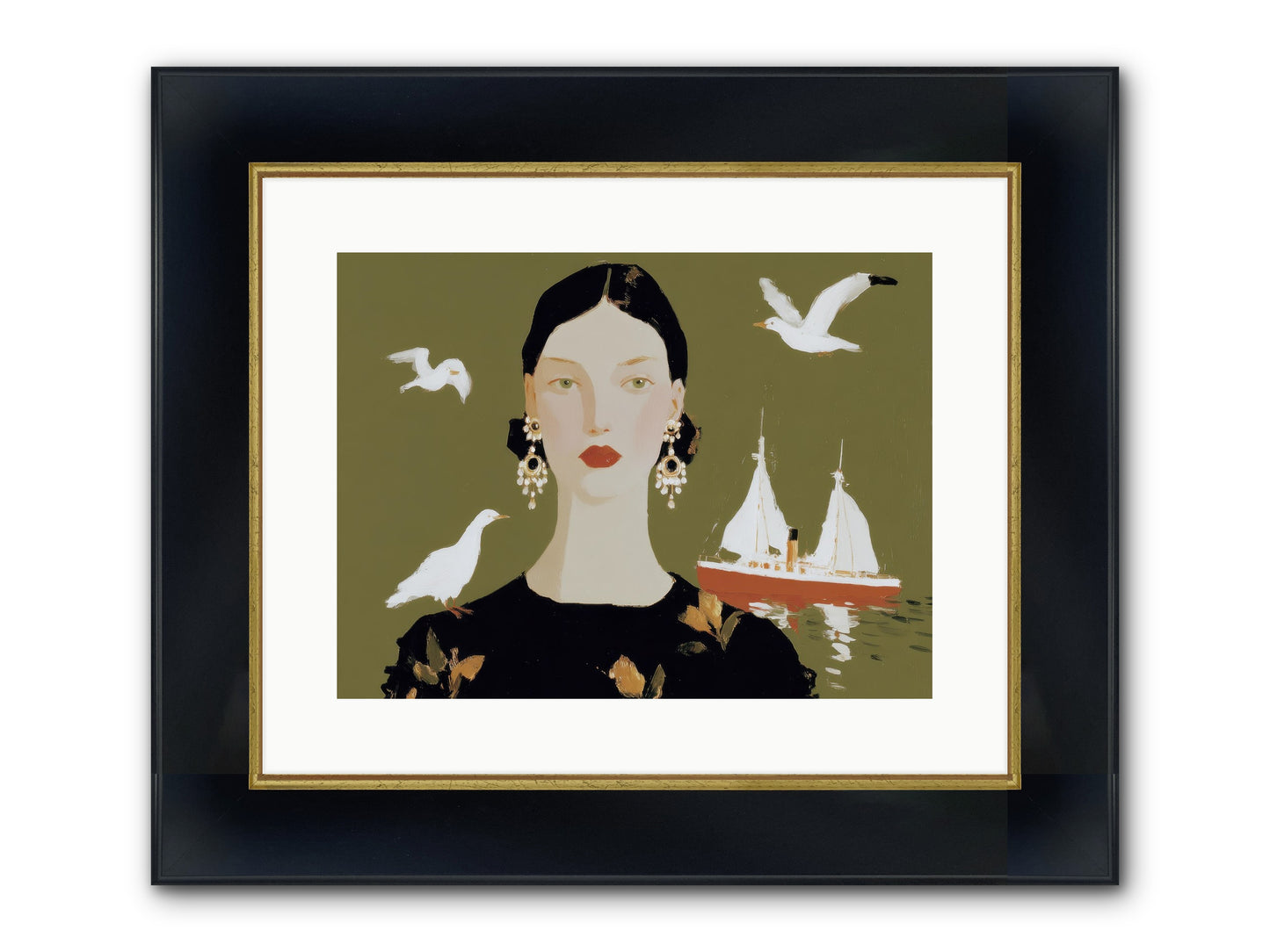 Water Meets The Threshold Framed Print - Wide Black w/Gold 16x12