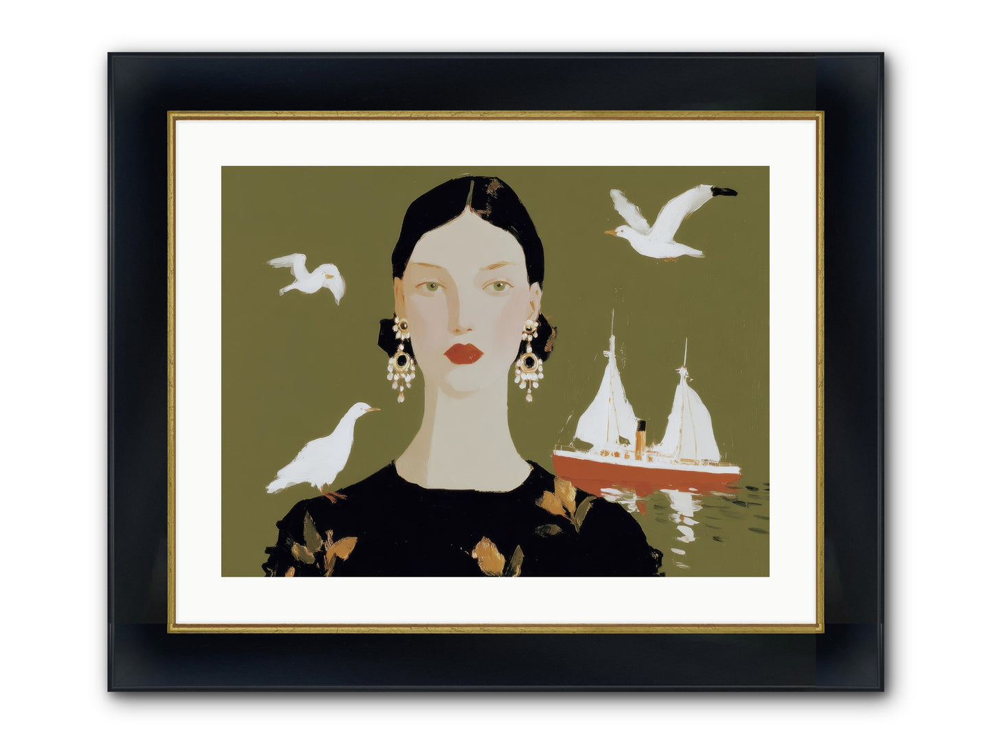 Water Meets The Threshold Framed Print - Wide Black w/Gold 24x18