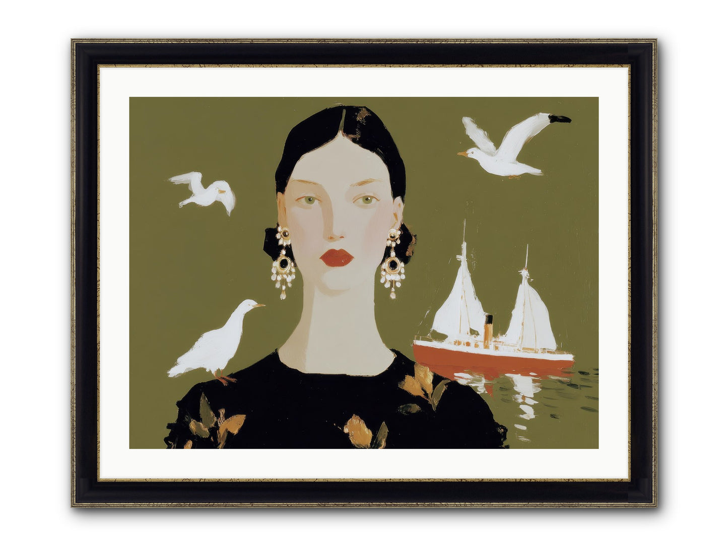 Water Meets The Threshold Framed Print - Black & Gold 32x24
