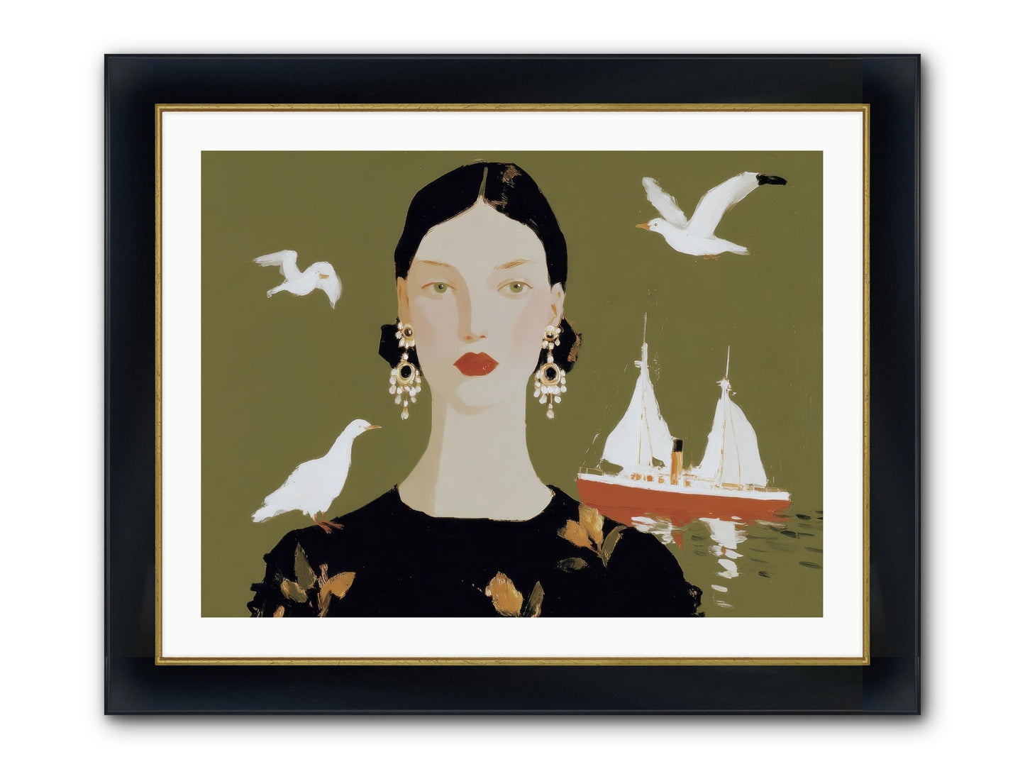 Water Meets The Threshold Framed Print - Wide Black w/Gold 32x24