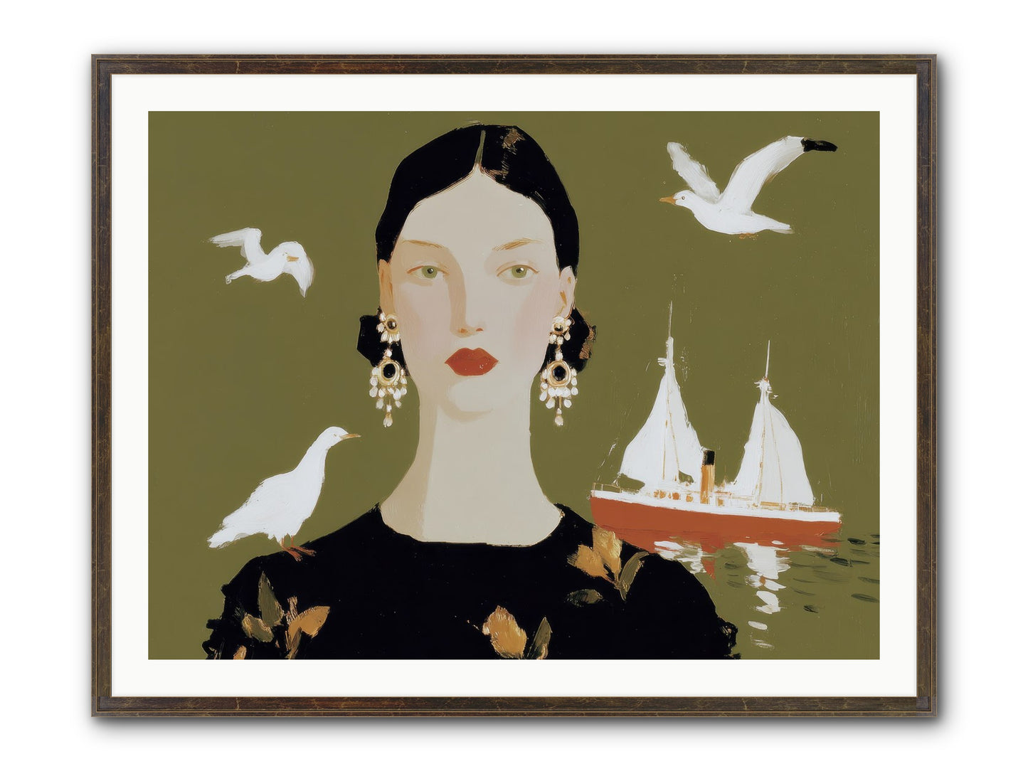 Water Meets The Threshold Framed Print - Slimwoods Black/Gold 40x30