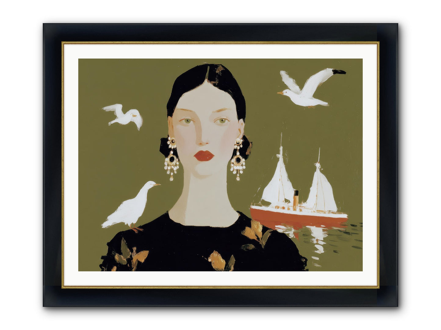 Water Meets The Threshold Framed Print - Wide Black w/Gold 40x30