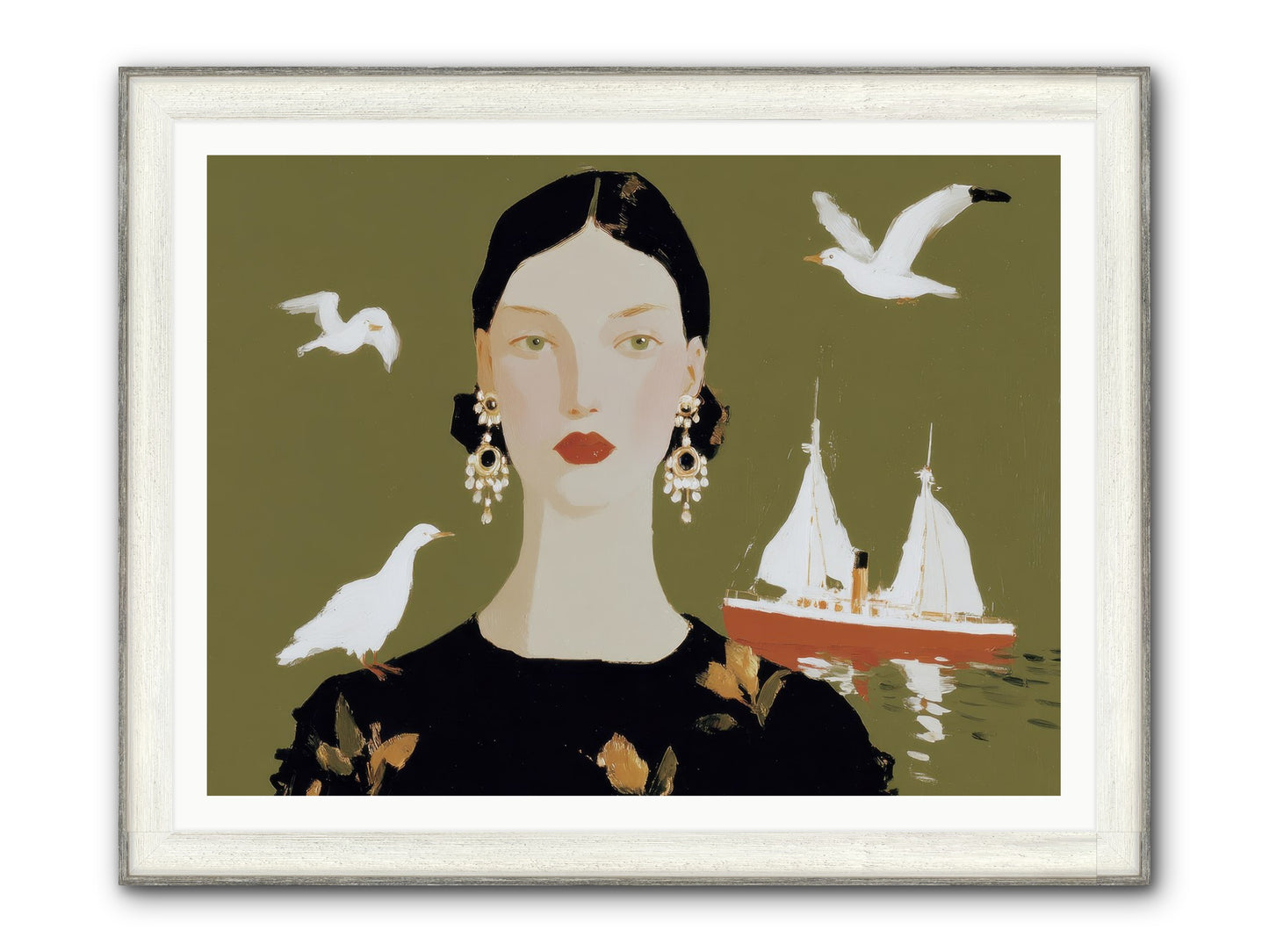 Water Meets The Threshold Framed Print - Driftwood White 48x36