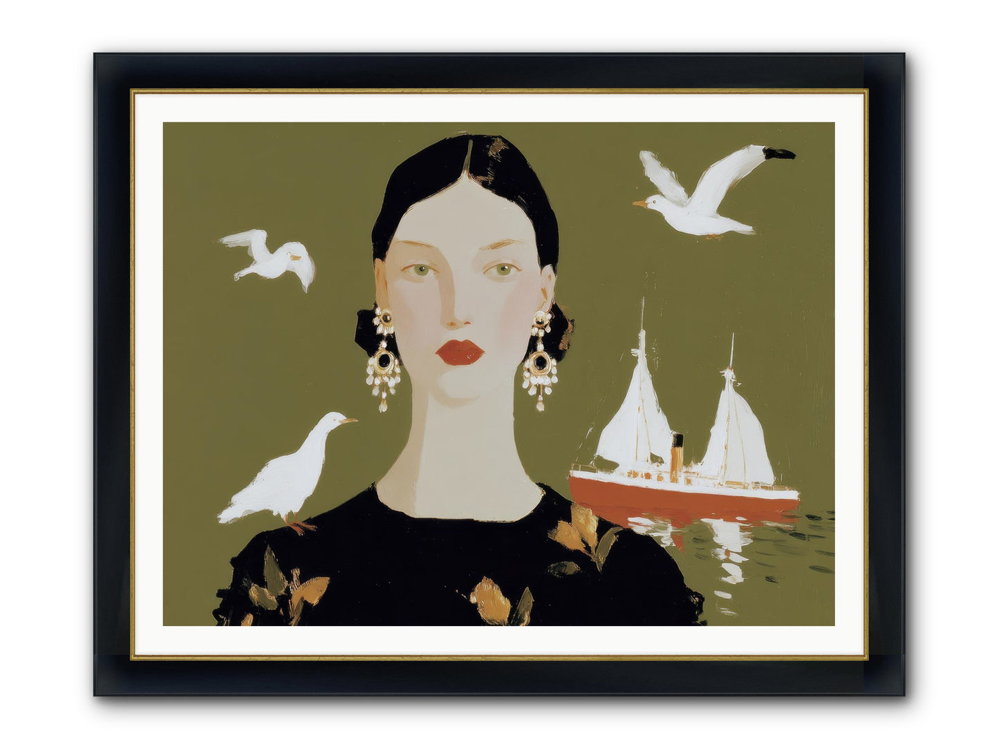 Water Meets The Threshold Framed Print - Wide Black w/Gold 48x36