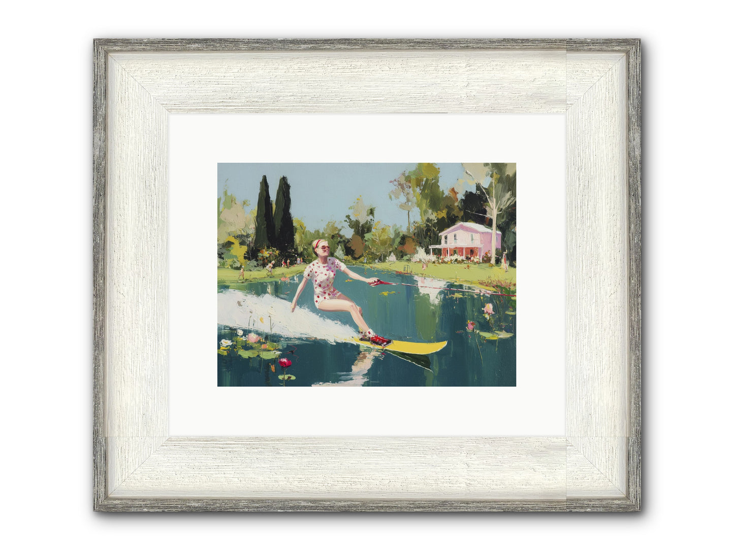 Water Rush Framed Print - Driftwood White 12x9