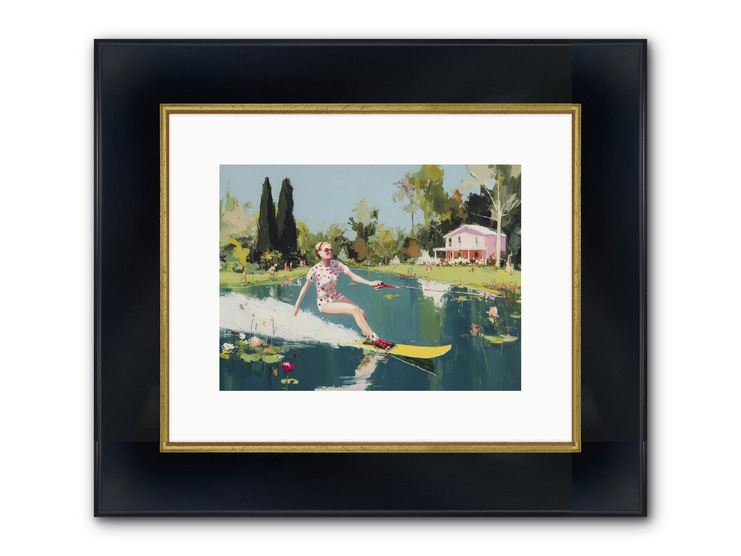 Water Rush Framed Print - Wide Black w/Gold 12x9